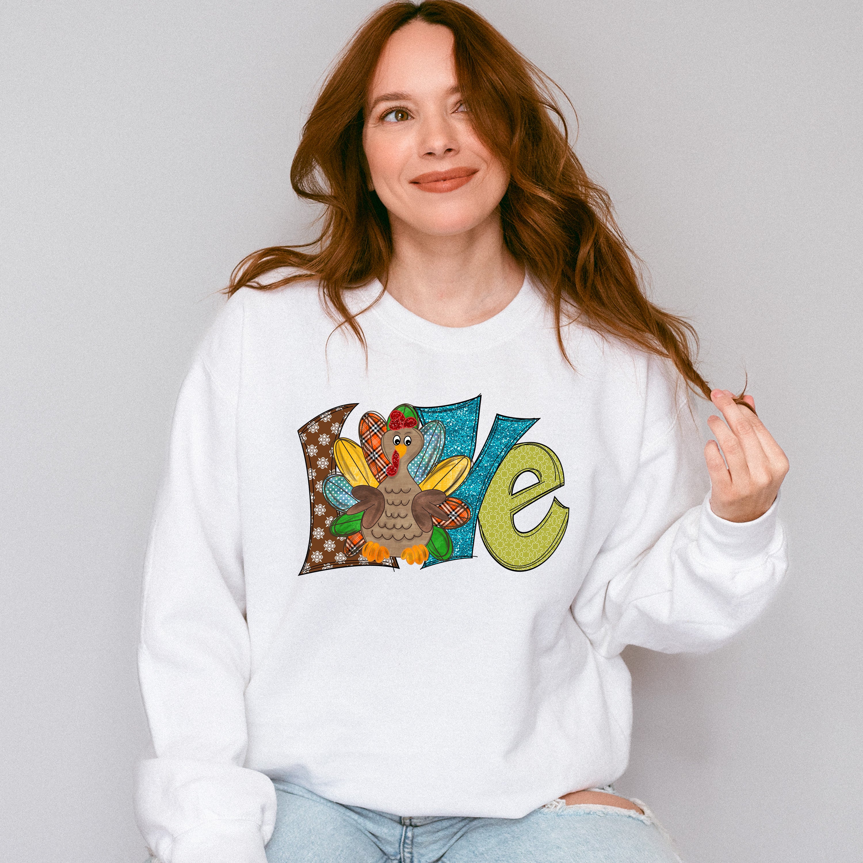 LOVE Turkey Design - Thanksgiving Theme Unisex Crewneck T-Shirt Sweatshirt Hoodie