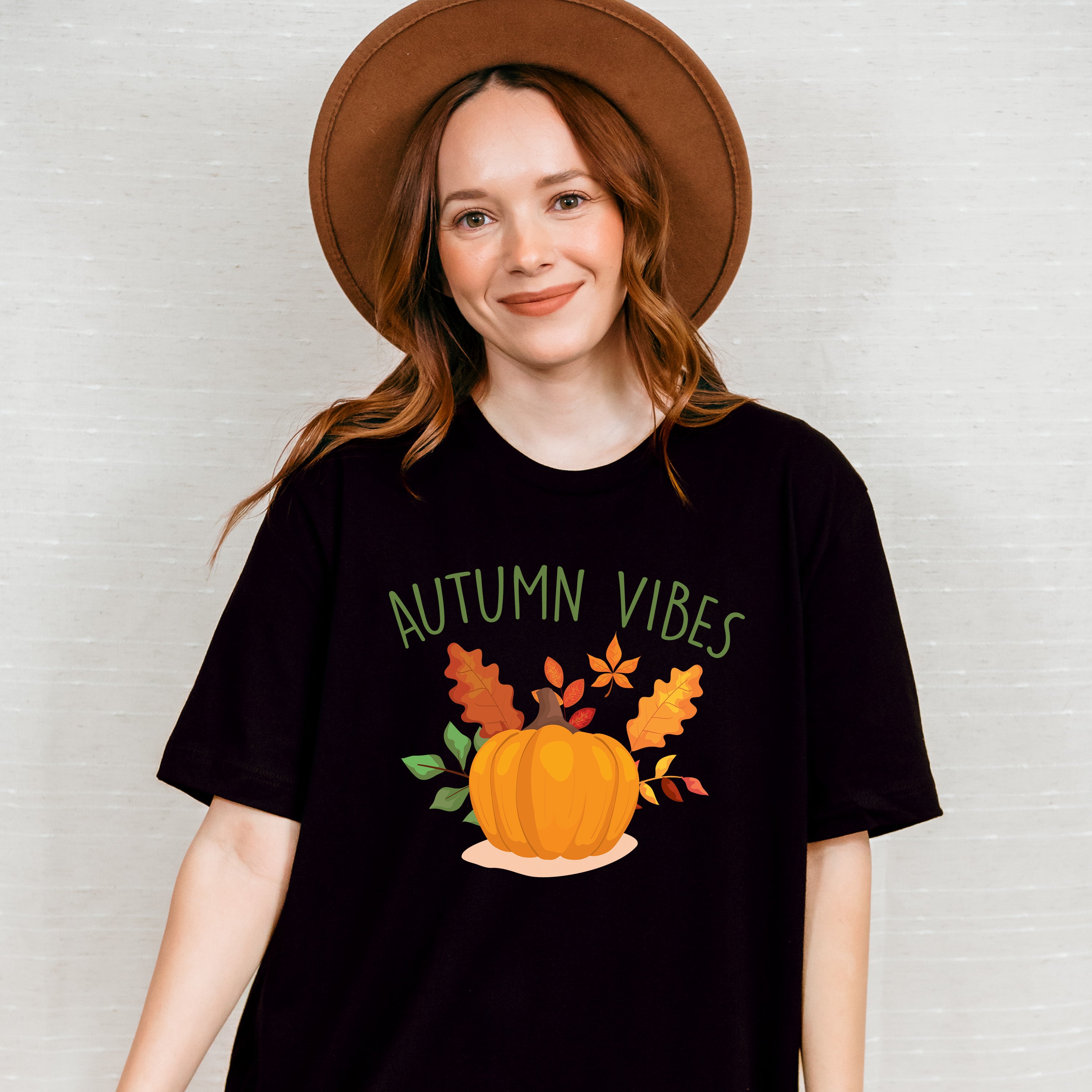 Autumn Vibes Pumpkin Design - Fall Theme Unisex Crewneck T-Shirt Sweatshirt Hoodie
