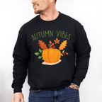 Autumn Vibes Pumpkin Design - Fall Theme Unisex Crewneck T-Shirt Sweatshirt Hoodie