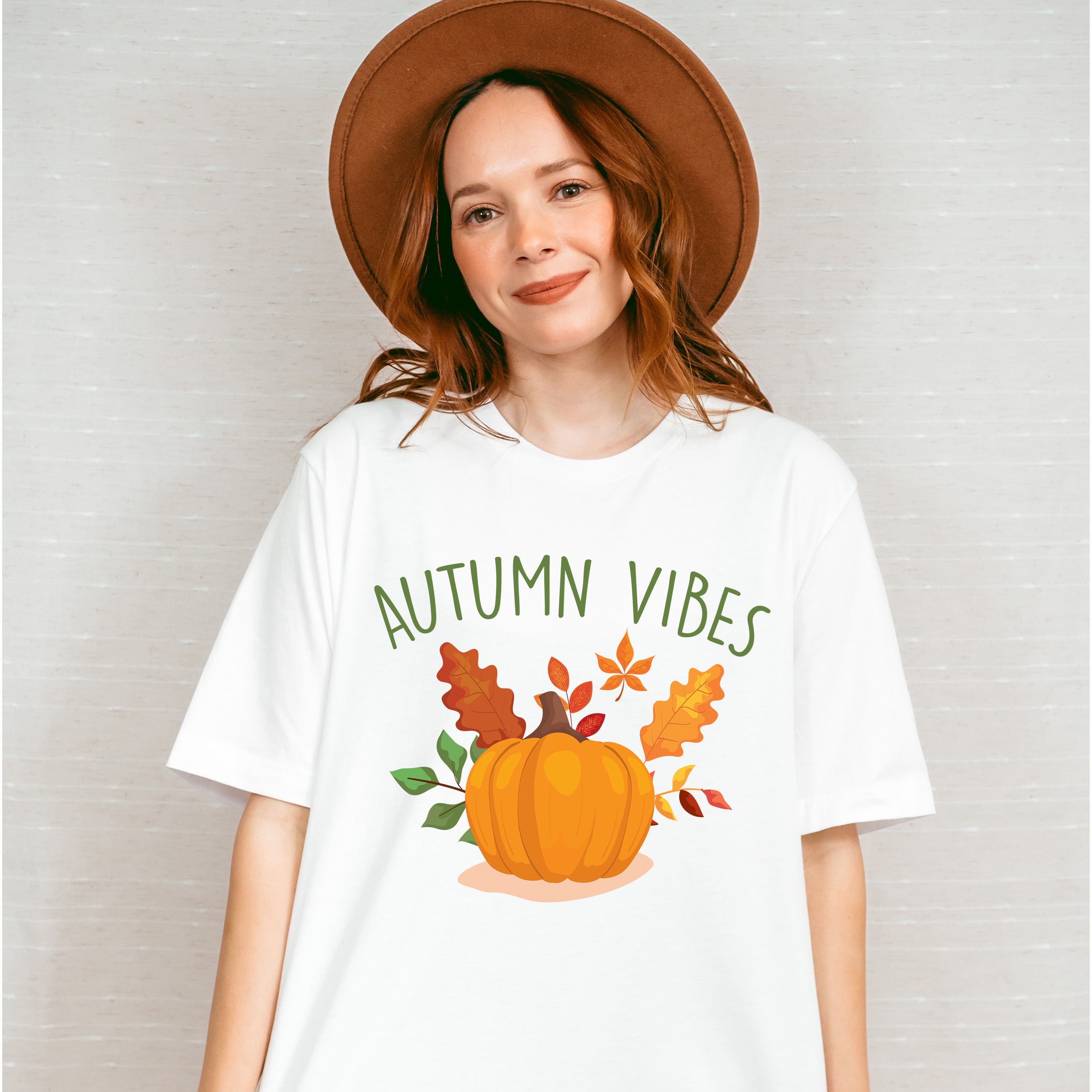 Autumn Vibes Pumpkin Design - Fall Theme Unisex Crewneck T-Shirt Sweatshirt Hoodie