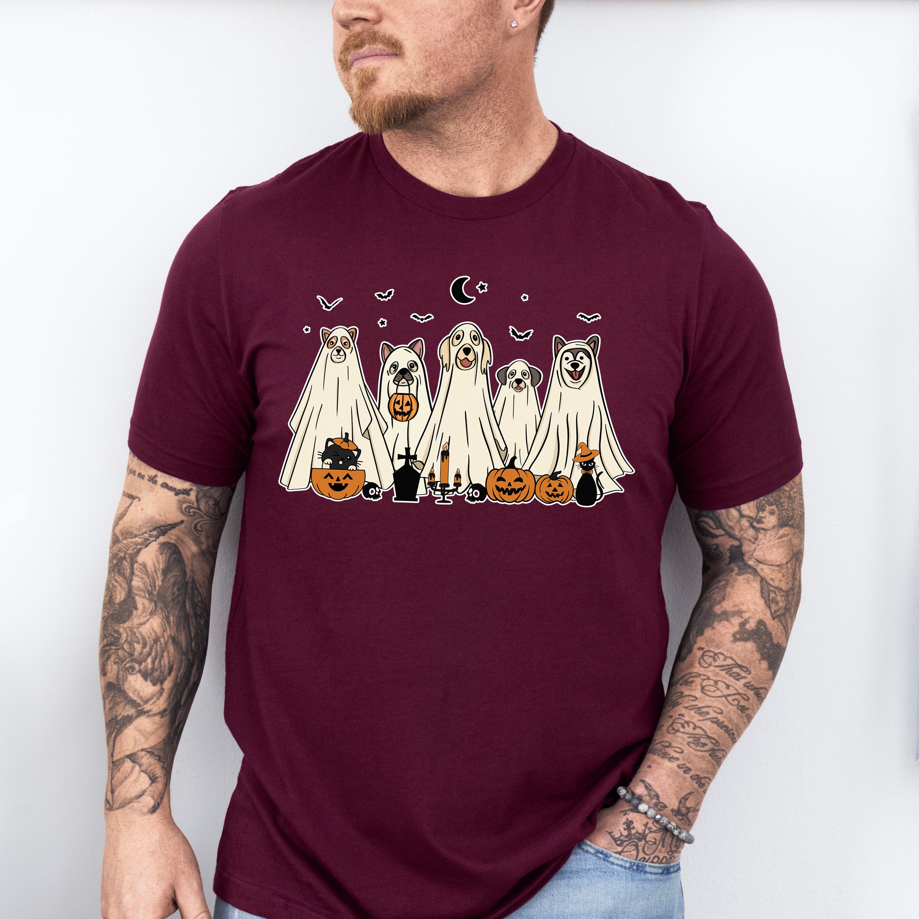 Cute Ghost Dog - Halloween Unisex Crewneck T-Shirt Sweatshirt Hoodie