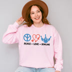 Peace Love Bowling Design - Bowling Unisex Crewneck T-Shirt Sweatshirt Hoodie
