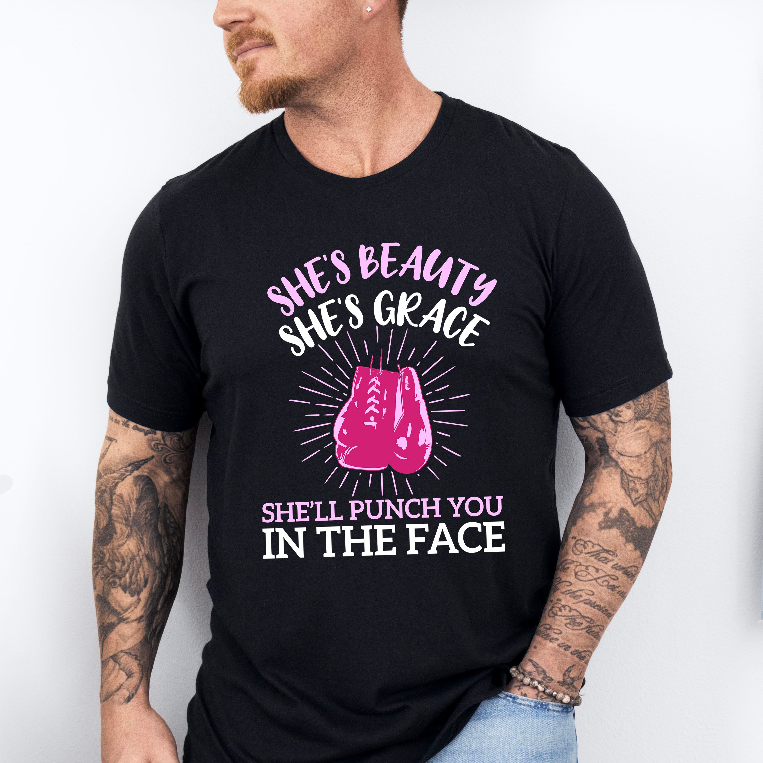 She's Beauty She's Grace - Boxing Unisex Crewneck T-Shirt Sweatshirt Hoodie