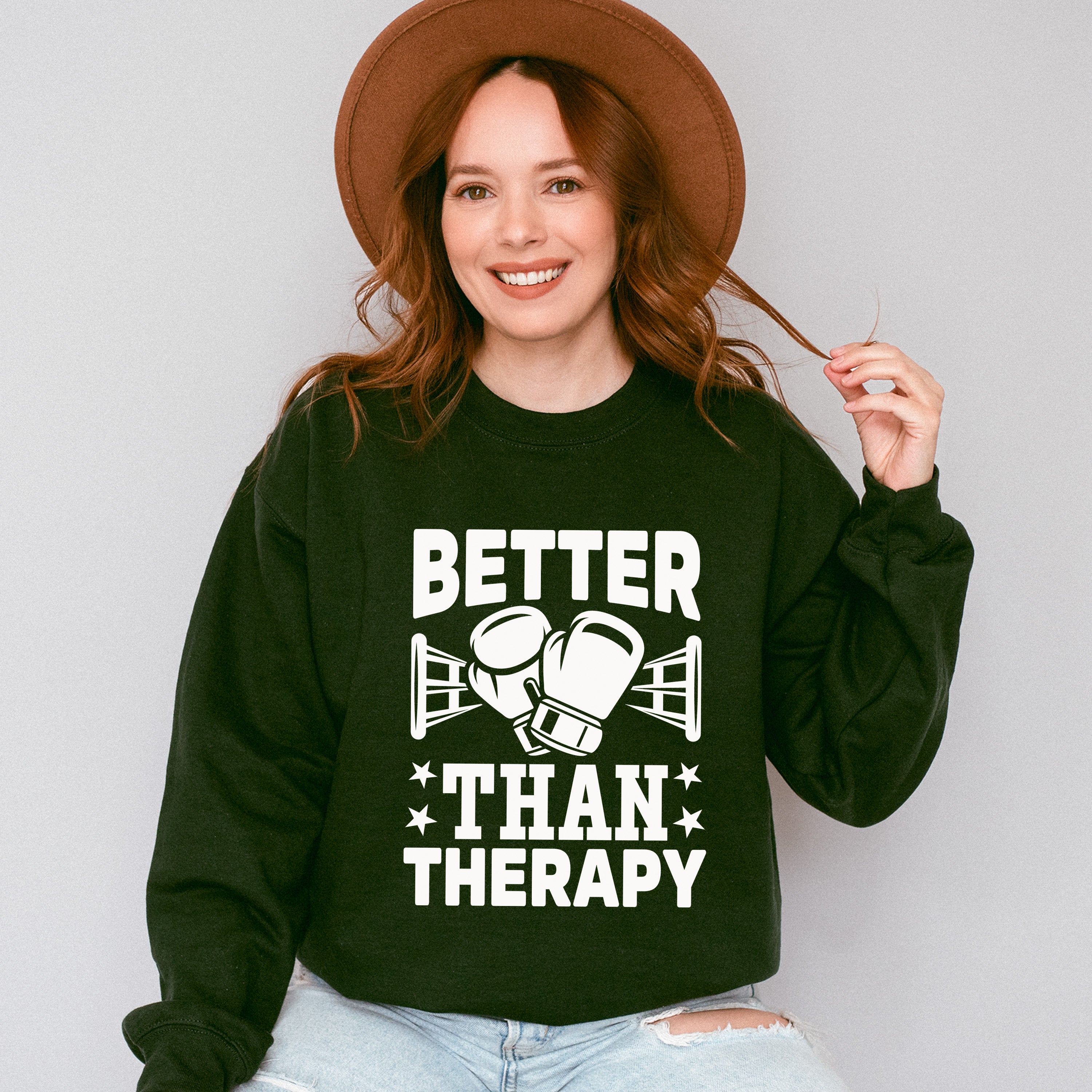 Better Than Therapy - Boxing Unisex Crewneck T-Shirt Sweatshirt Hoodie