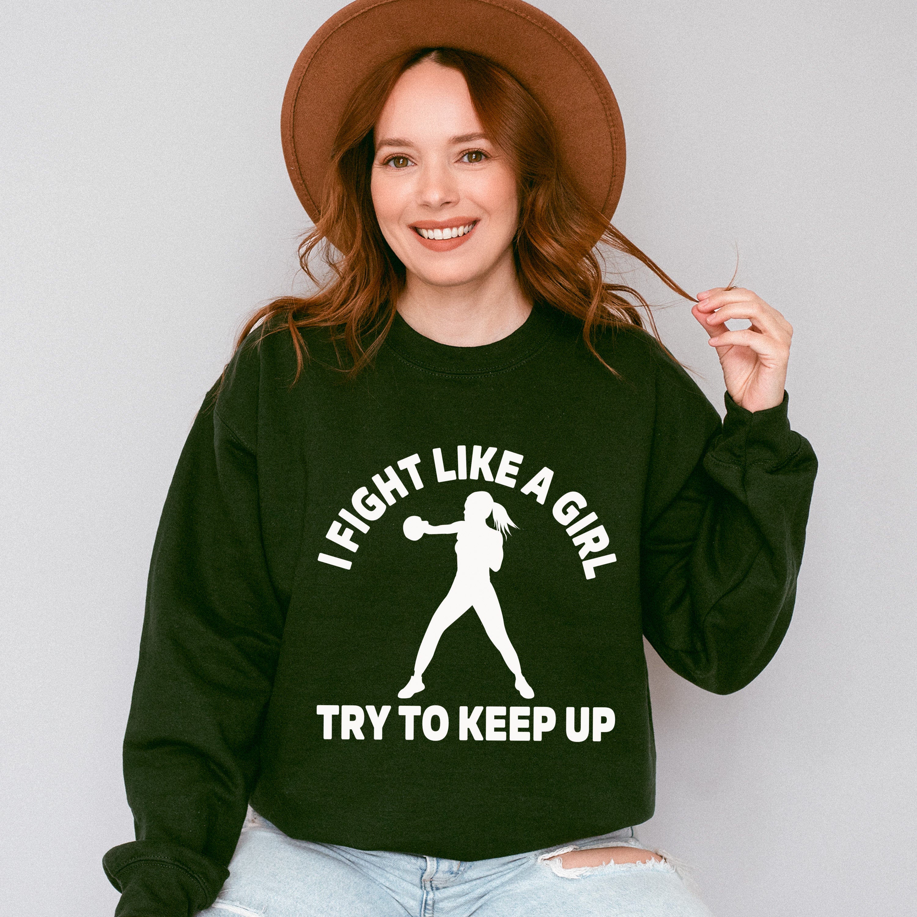 I Fight Like A Girl Try To Keep Up - Boxing Unisex Crewneck T-Shirt Sweatshirt Hoodie