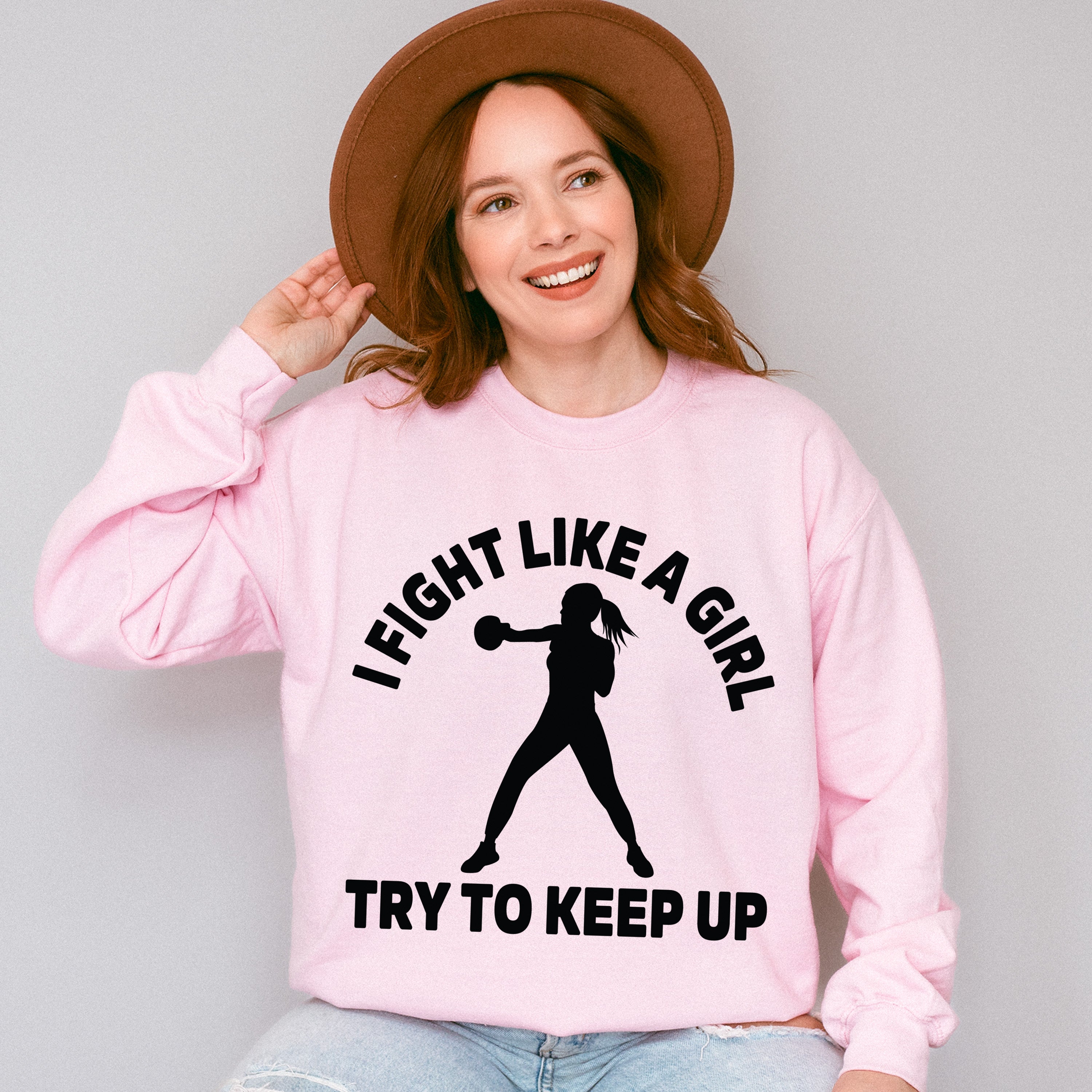 I Fight Like A Girl Try To Keep Up - Boxing Unisex Crewneck T-Shirt Sweatshirt Hoodie