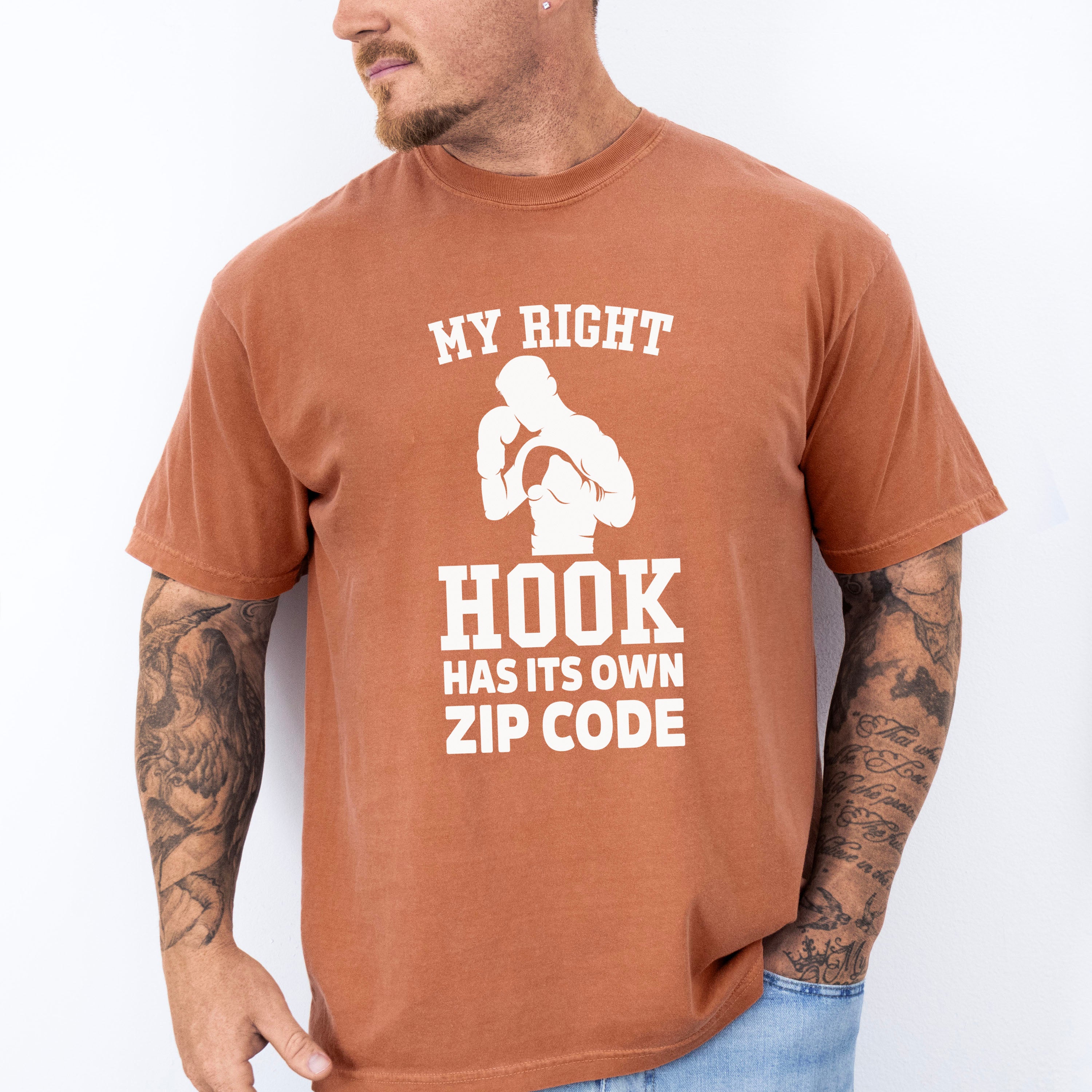 My Right Hook Has It's Own Zip Code - Boxing Unisex Crewneck T-Shirt Sweatshirt Hoodie