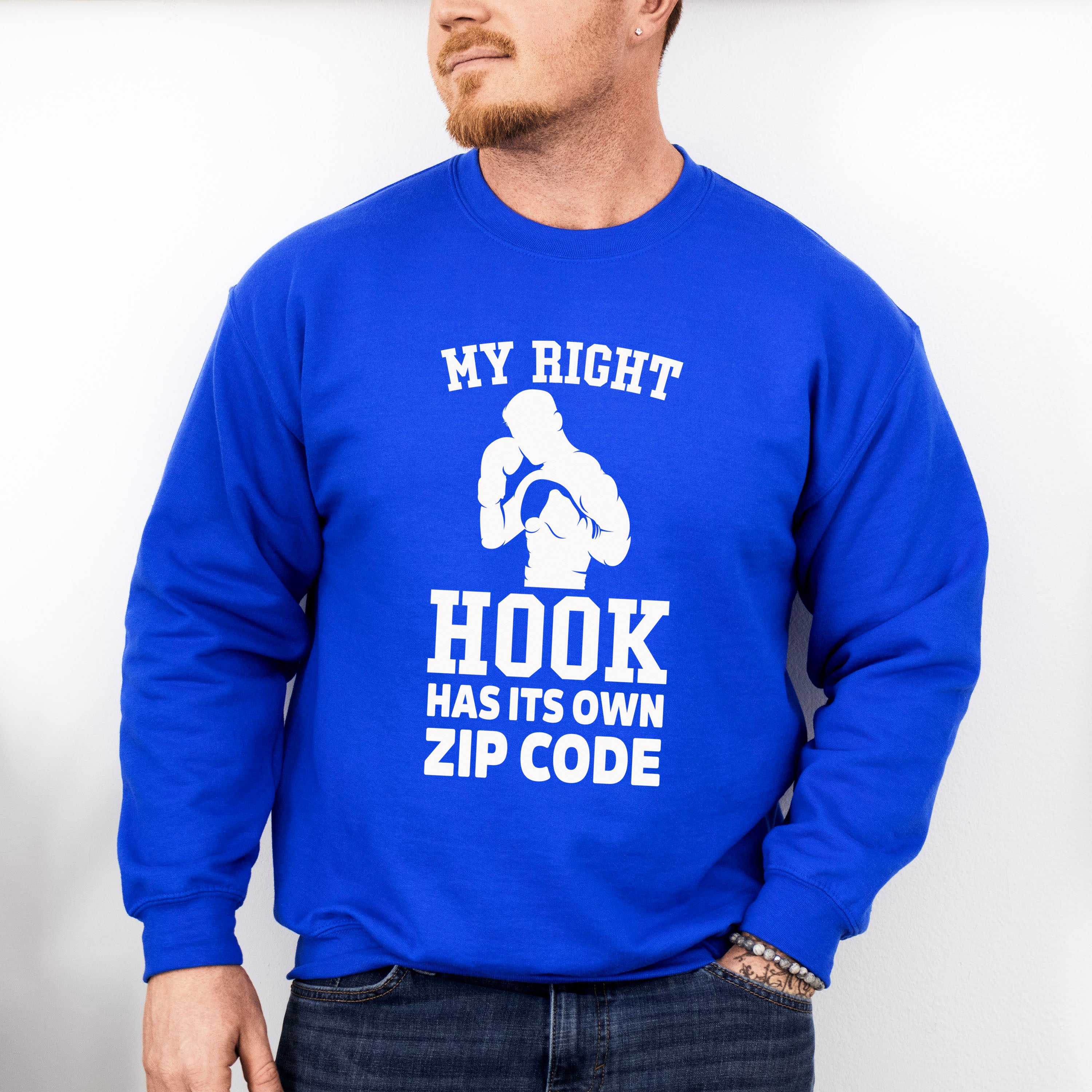 My Right Hook Has It's Own Zip Code - Boxing Unisex Crewneck T-Shirt Sweatshirt Hoodie