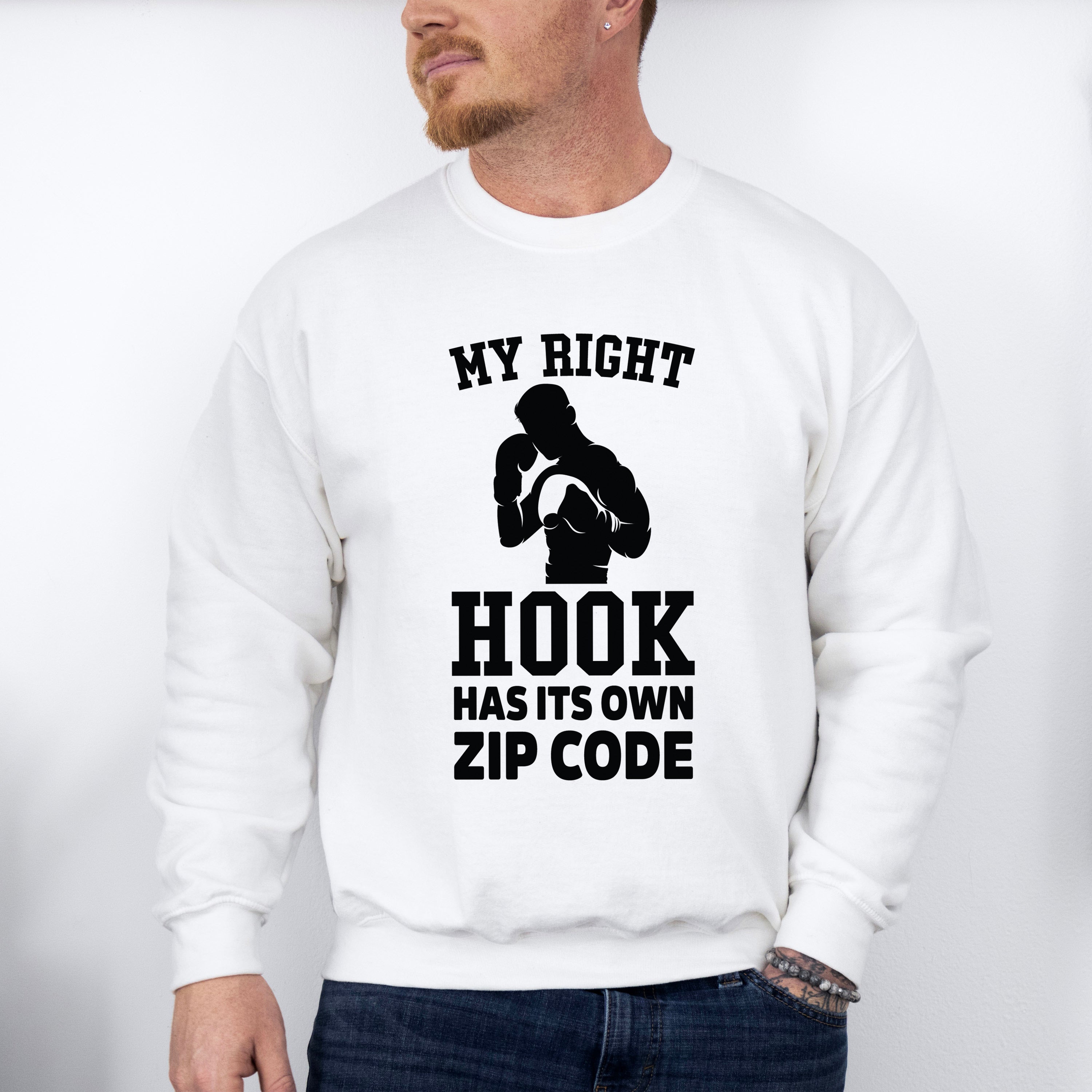 My Right Hook Has It's Own Zip Code - Boxing Unisex Crewneck T-Shirt Sweatshirt Hoodie