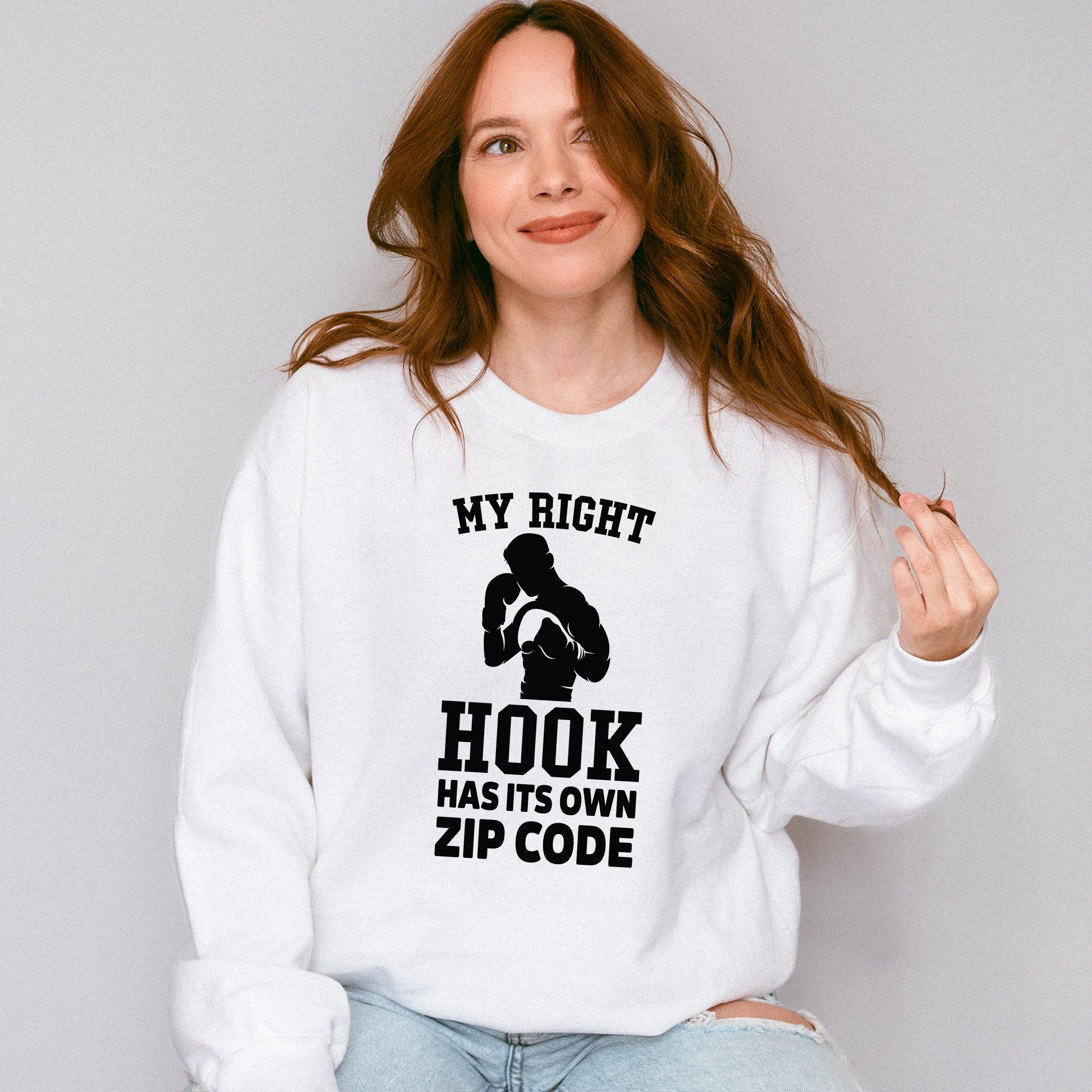 My Right Hook Has It's Own Zip Code - Boxing Unisex Crewneck T-Shirt Sweatshirt Hoodie