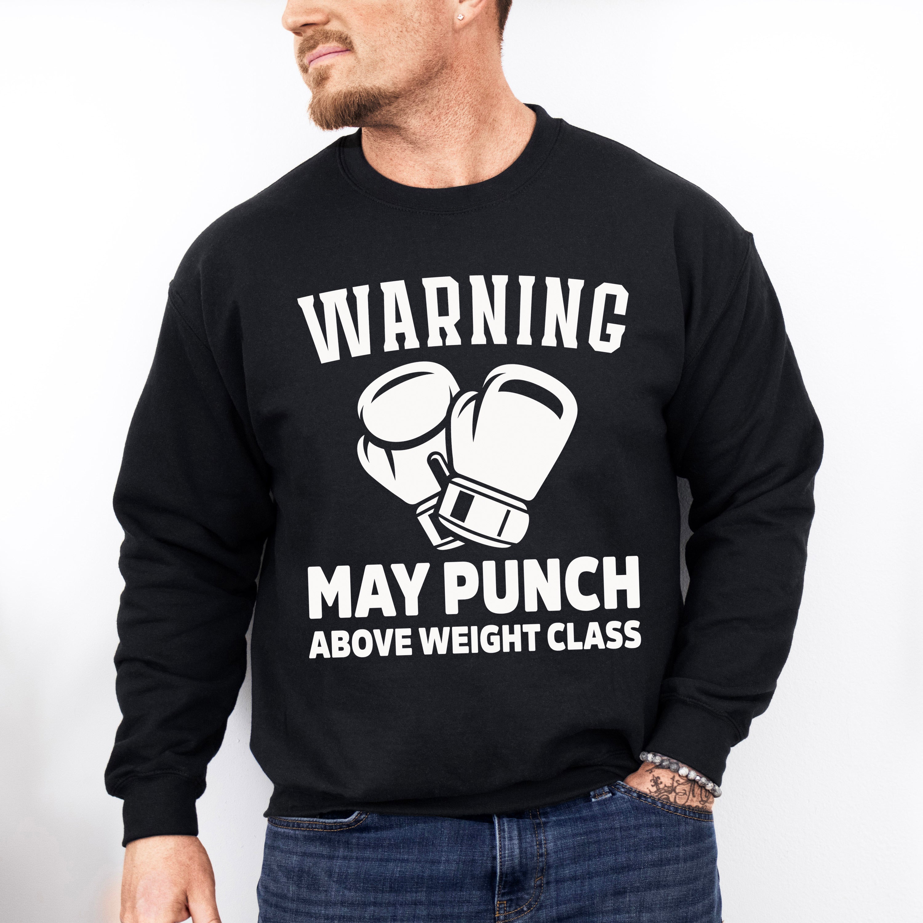 Warning May Punch - Boxing Unisex Crewneck T-Shirt Sweatshirt Hoodie