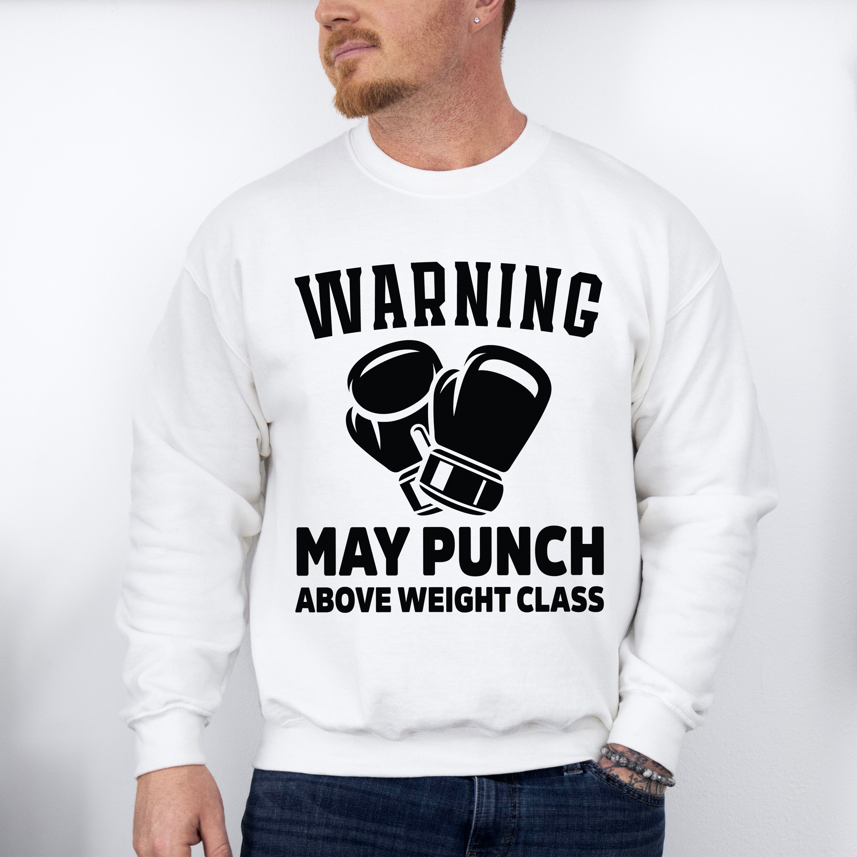 Warning May Punch - Boxing Unisex Crewneck T-Shirt Sweatshirt Hoodie