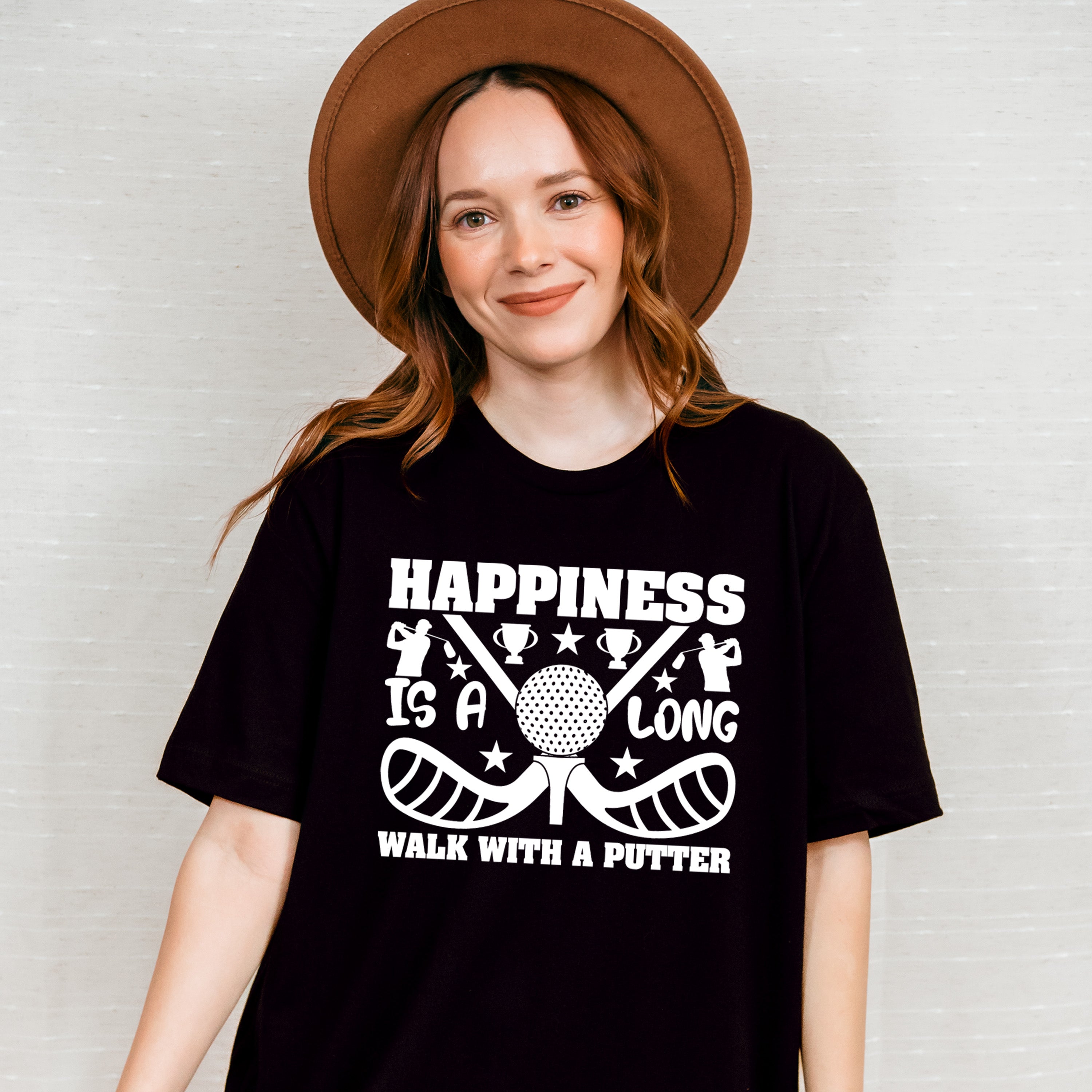 Happiness Is A Long Walk With A Putter - Golf Unisex Crewneck T-Shirt Sweatshirt Hoodie