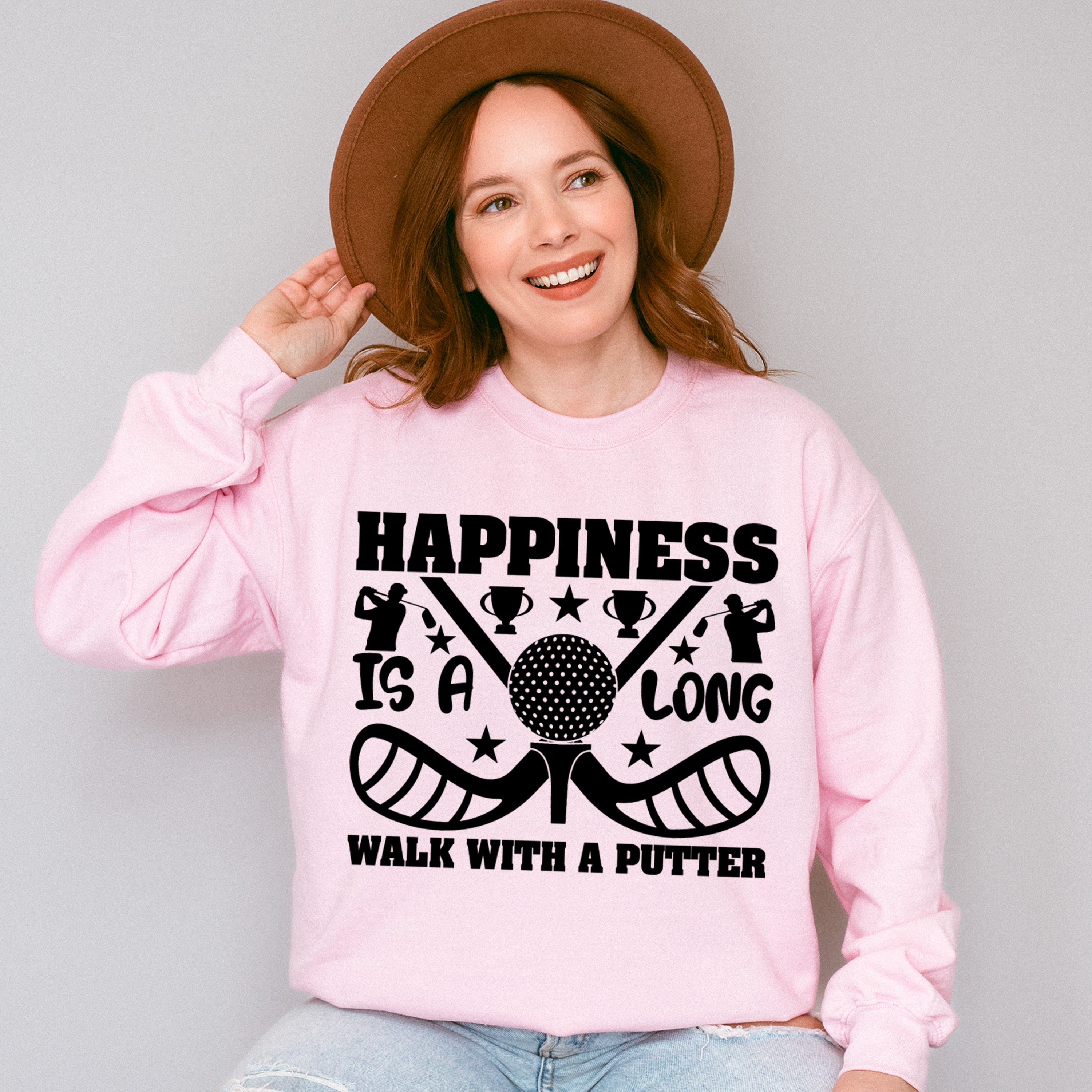 Happiness Is A Long Walk With A Putter - Golf Unisex Crewneck T-Shirt Sweatshirt Hoodie