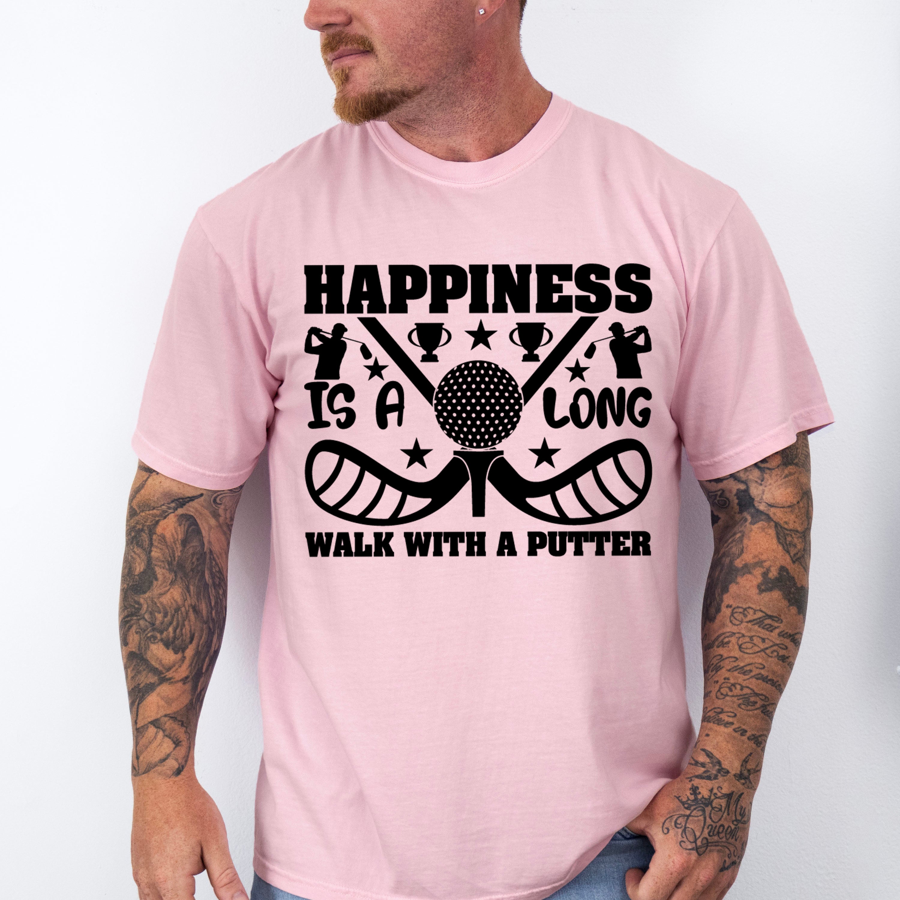 Happiness Is A Long Walk With A Putter - Golf Unisex Crewneck T-Shirt Sweatshirt Hoodie