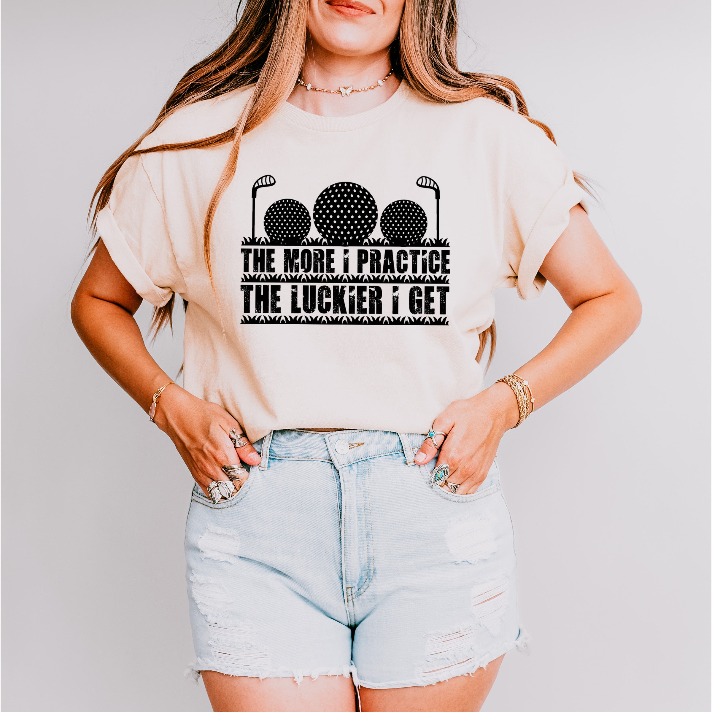 The More I Practice The More Luckier I Get - Golf Unisex Crewneck T-Shirt Sweatshirt Hoodie