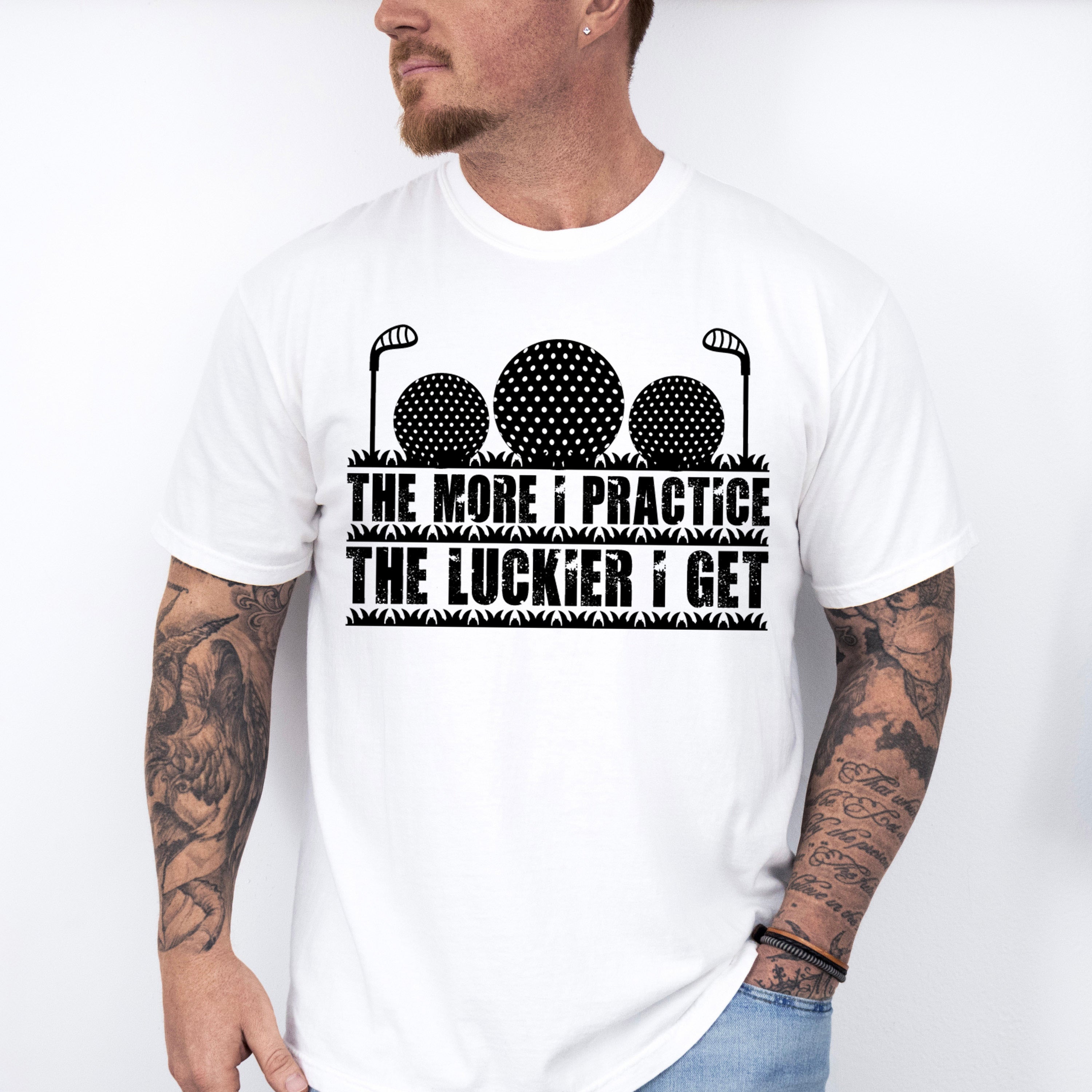 The More I Practice The More Luckier I Get - Golf Unisex Crewneck T-Shirt Sweatshirt Hoodie