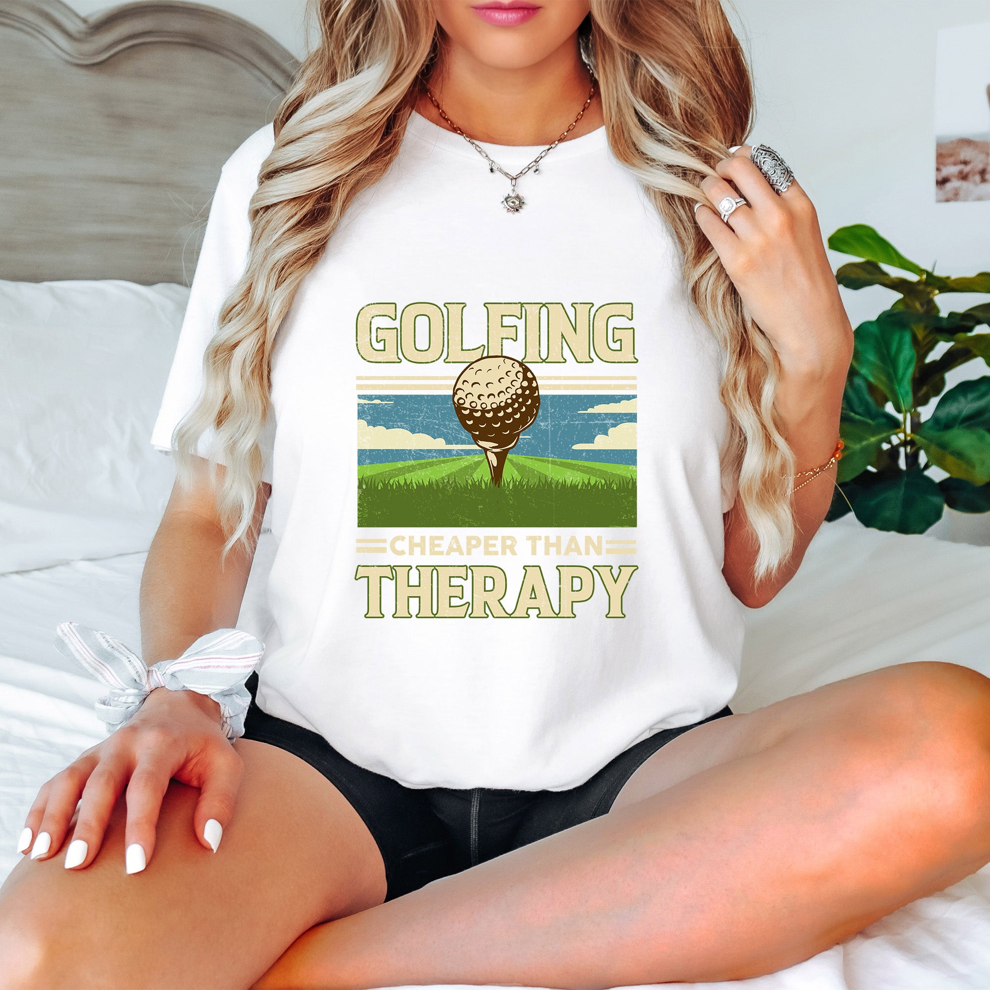 Golfing Cheaper Than Therapy - Golf Unisex Crewneck T-Shirt Sweatshirt Hoodie