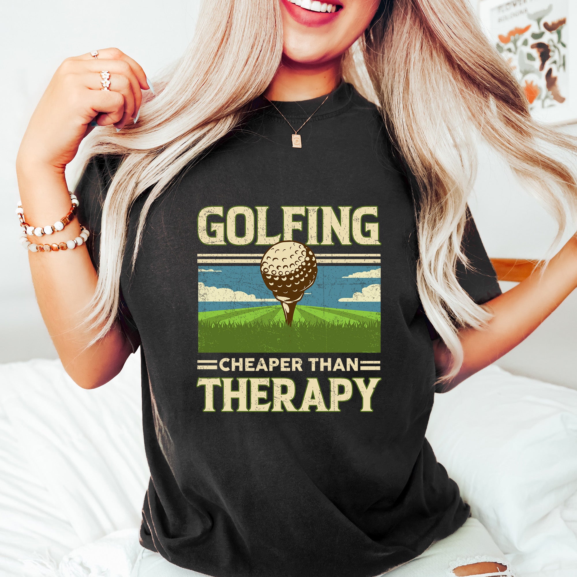 Golfing Cheaper Than Therapy - Golf Unisex Crewneck T-Shirt Sweatshirt Hoodie