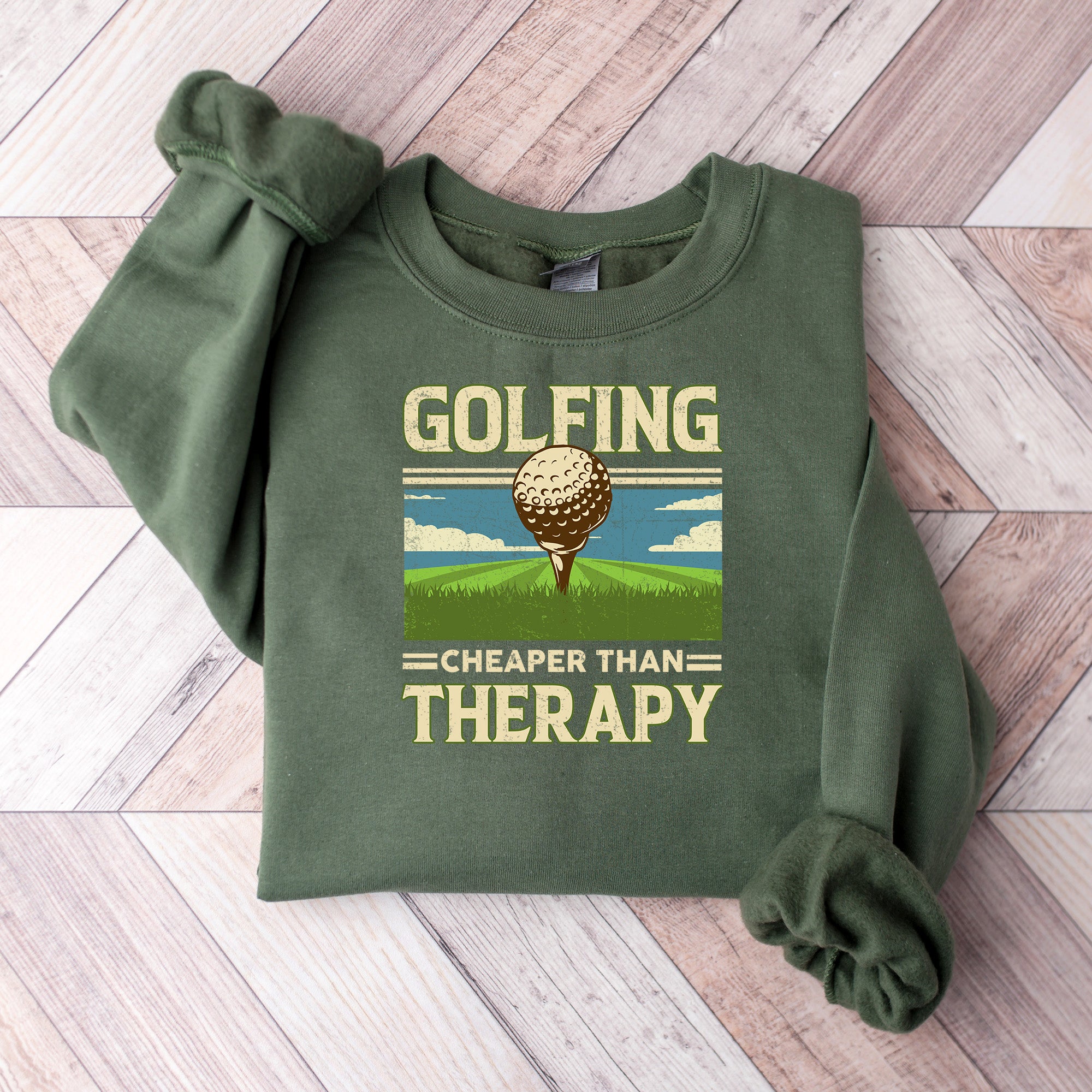 Golfing Cheaper Than Therapy - Golf Unisex Crewneck T-Shirt Sweatshirt Hoodie