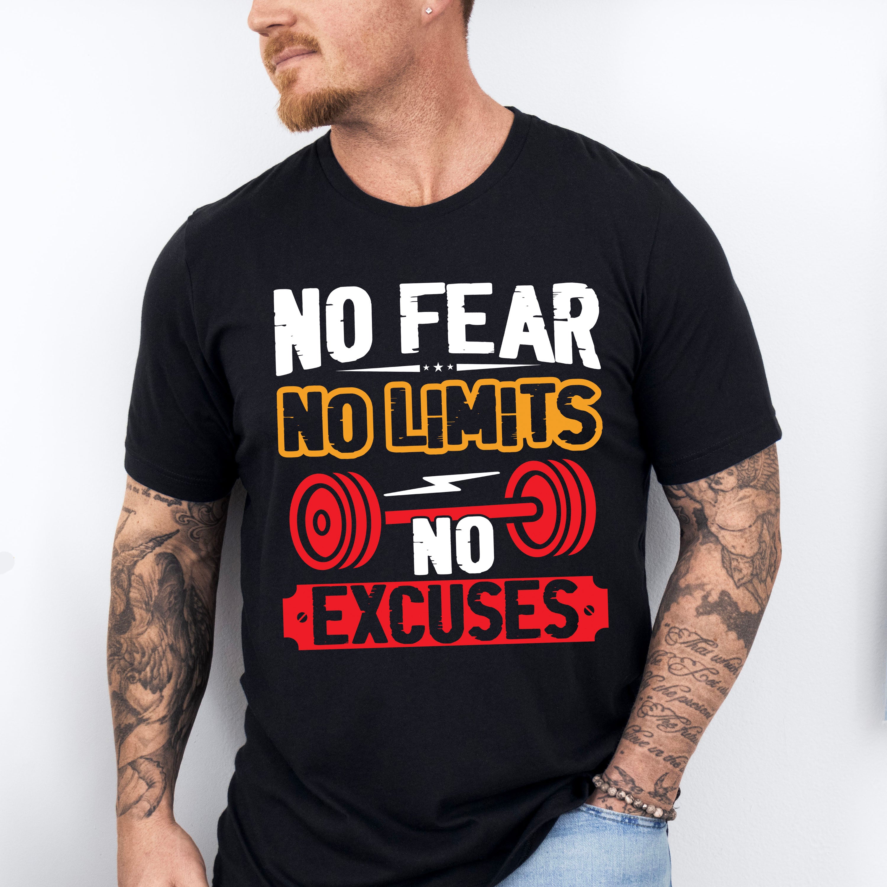 No Fear No Limits No Excuses - GYM Unisex Crewneck T-Shirt Sweatshirt Hoodie