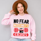 No Fear No Limits No Excuses - GYM Unisex Crewneck T-Shirt Sweatshirt Hoodie