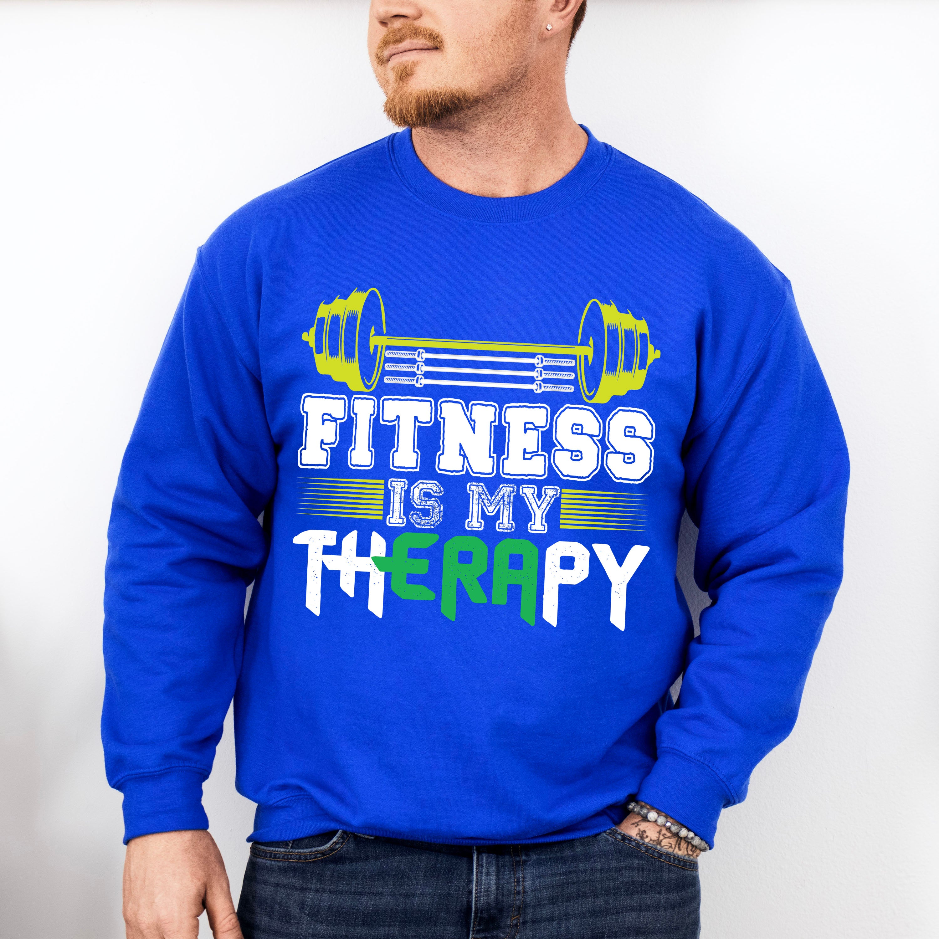 Fitness Is My Therapy - GYM Unisex Crewneck T-Shirt Sweatshirt Hoodie