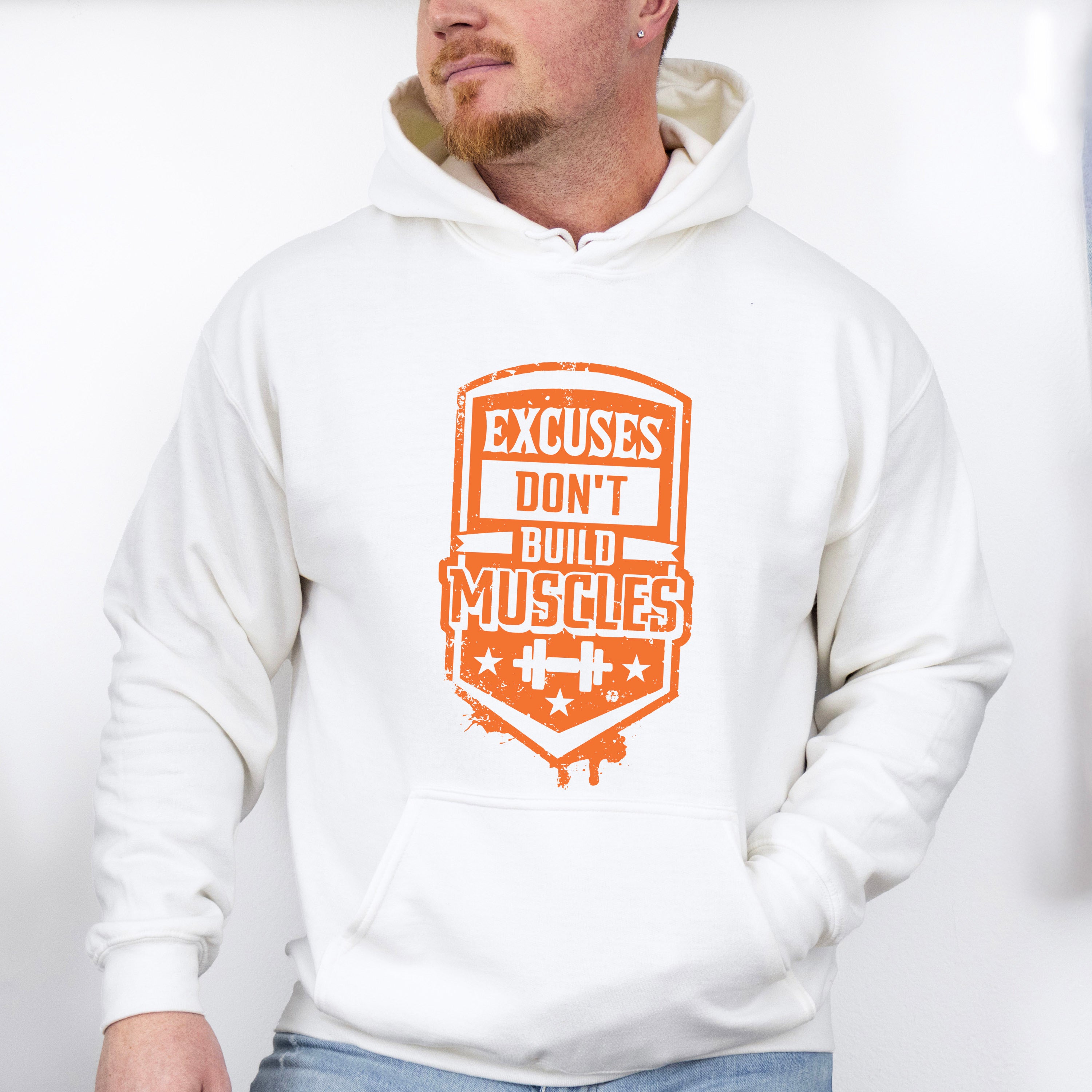 Excuses Don't Build Muscles - GYM Unisex Crewneck T-Shirt Sweatshirt Hoodie