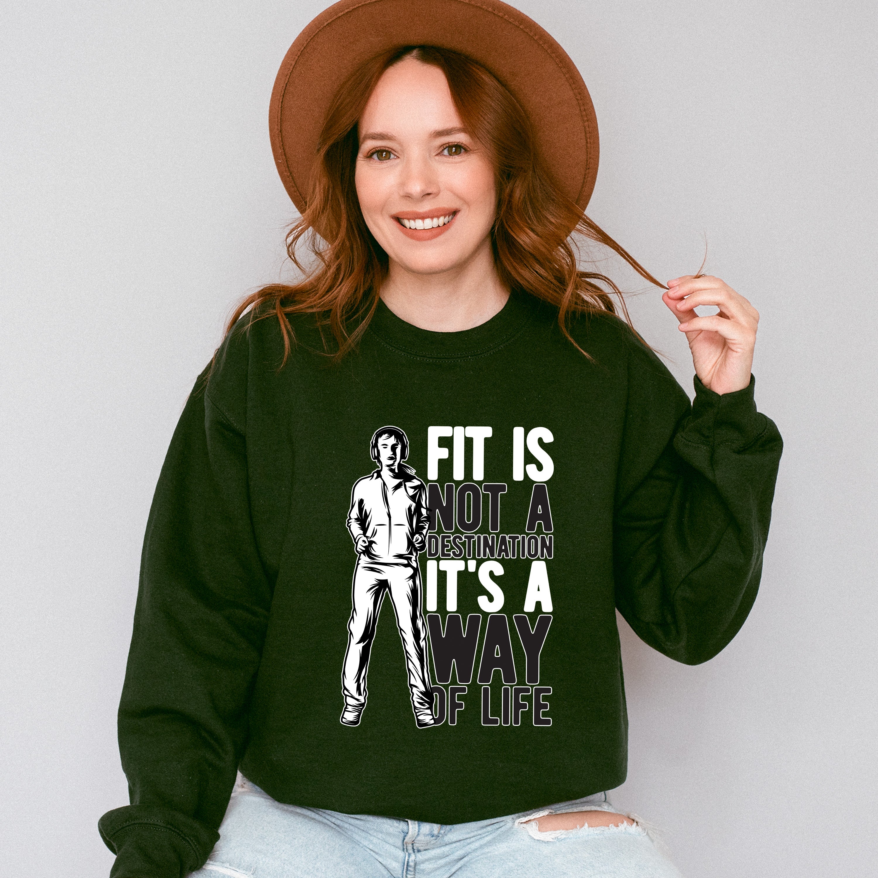 Fit Is Not A Destination - GYM Unisex Crewneck T-Shirt Sweatshirt Hoodie
