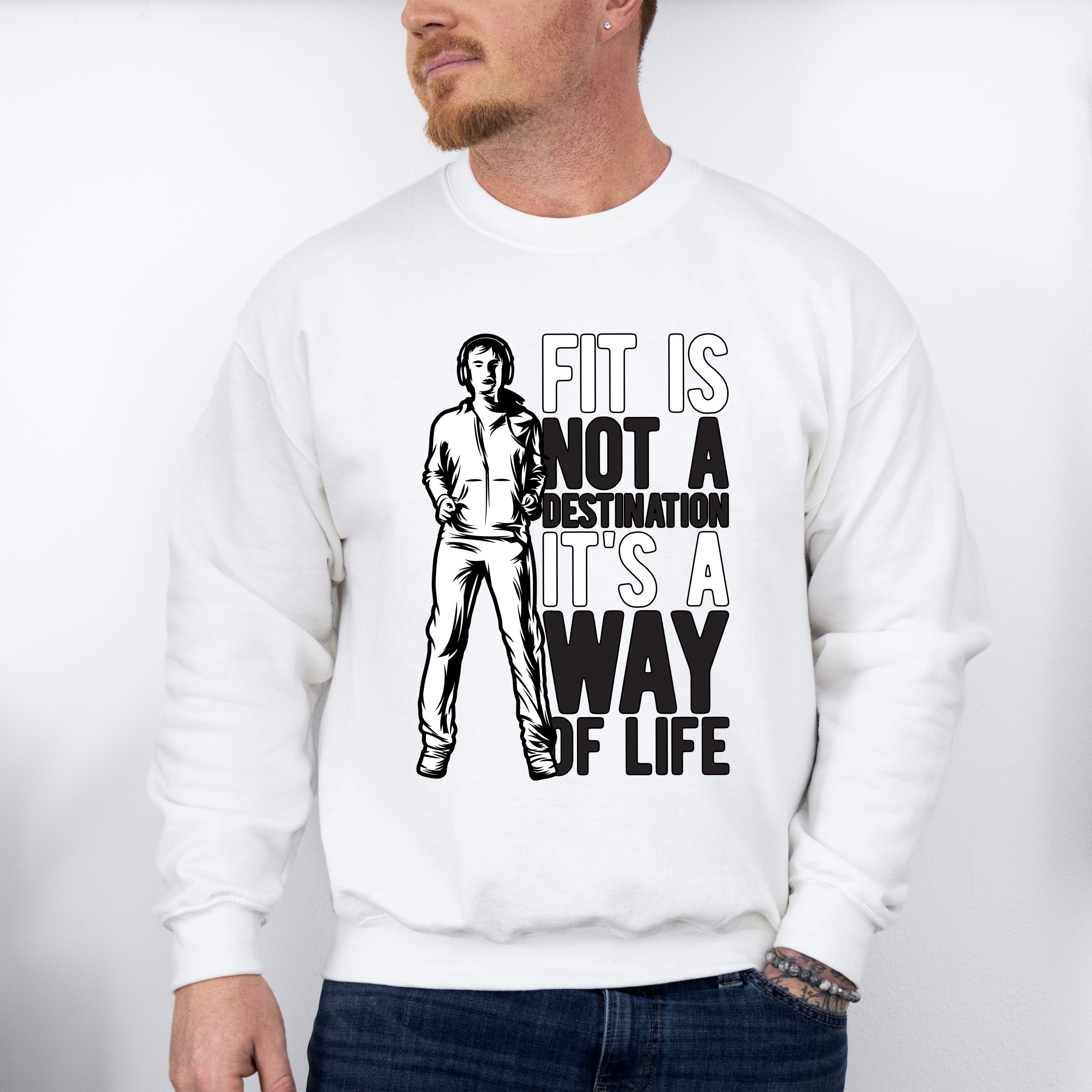 Fit Is Not A Destination - GYM Unisex Crewneck T-Shirt Sweatshirt Hoodie