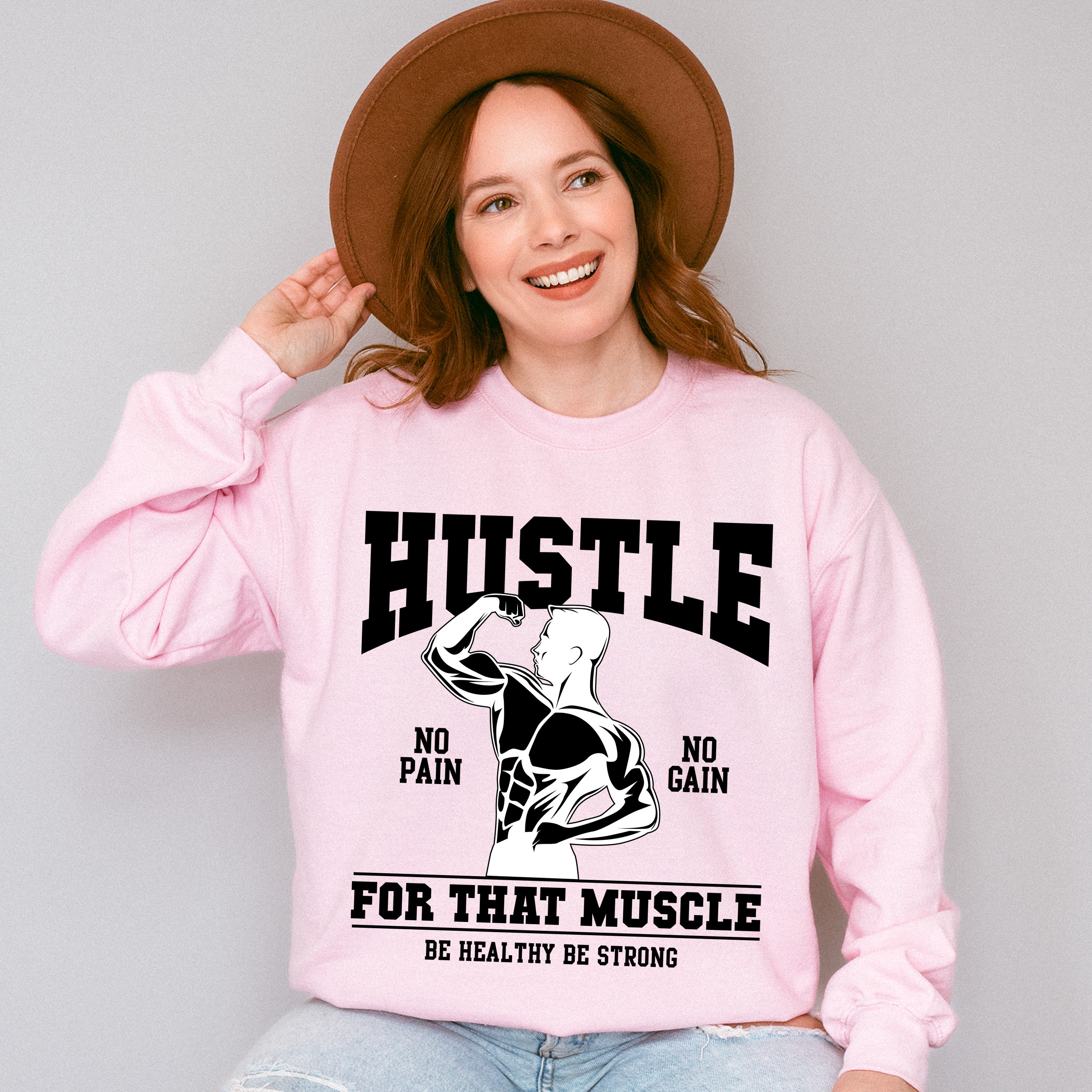 Hustle For That Muscle - GYM Unisex Crewneck T-Shirt Sweatshirt Hoodie