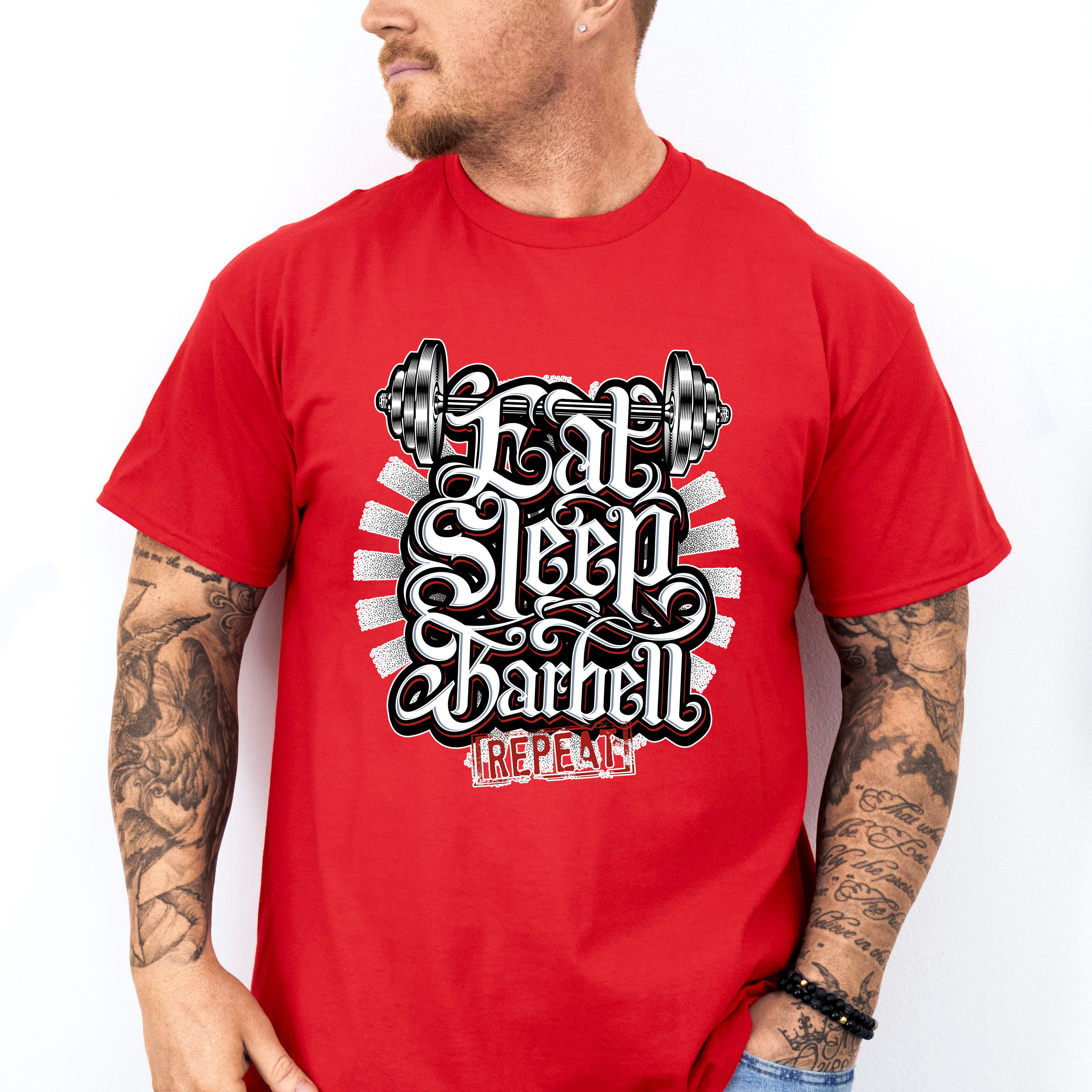 Eat Sleep Barbell Repeat - GYM Unisex Crewneck T-Shirt Sweatshirt Hoodie