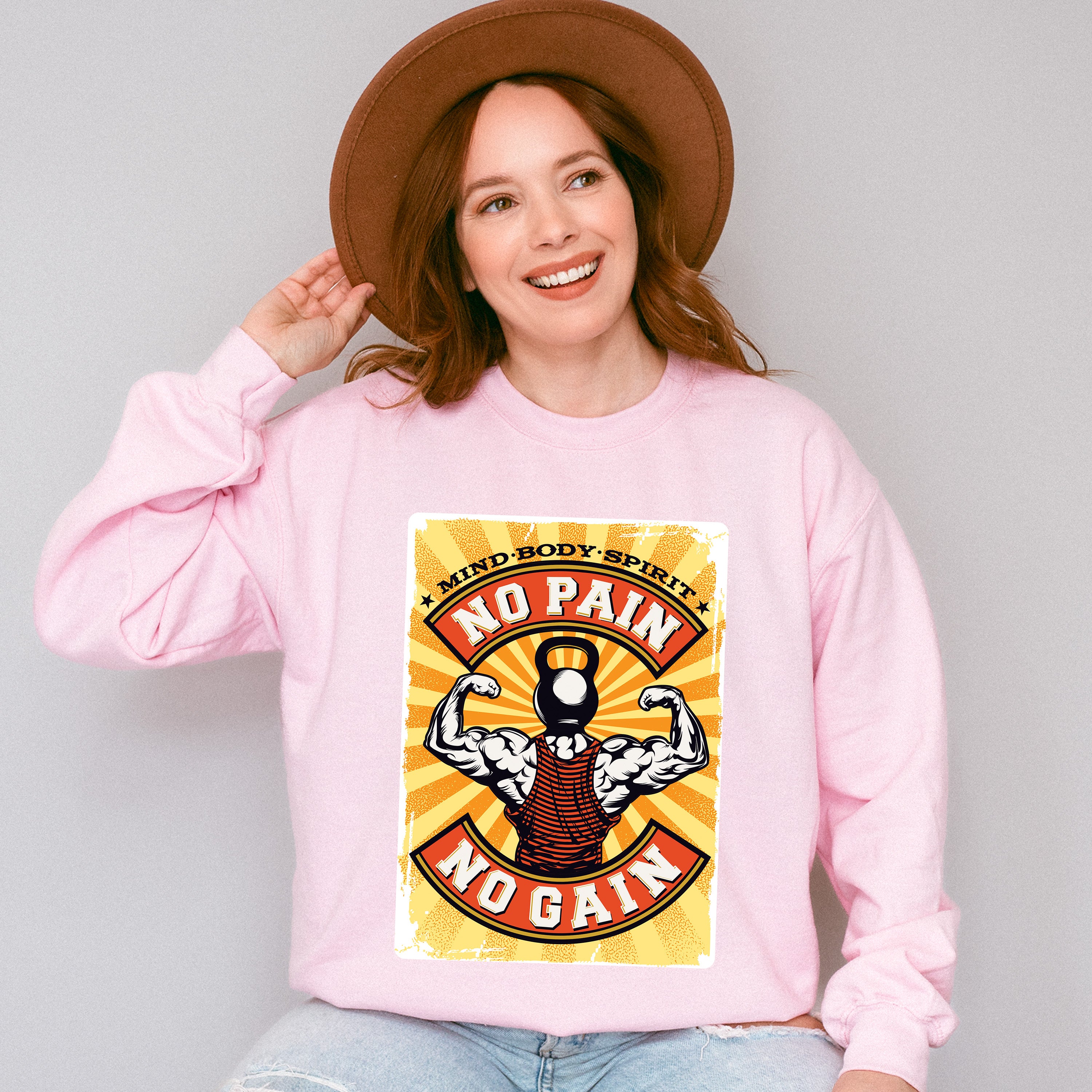 Body Mind Spirit No Pain No Gain - GYM Unisex Crewneck T-Shirt Sweatshirt Hoodie