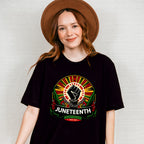 African Colors Rising Fist - Juneteenth Unisex Crewneck T-Shirt Sweatshirt Hoodie
