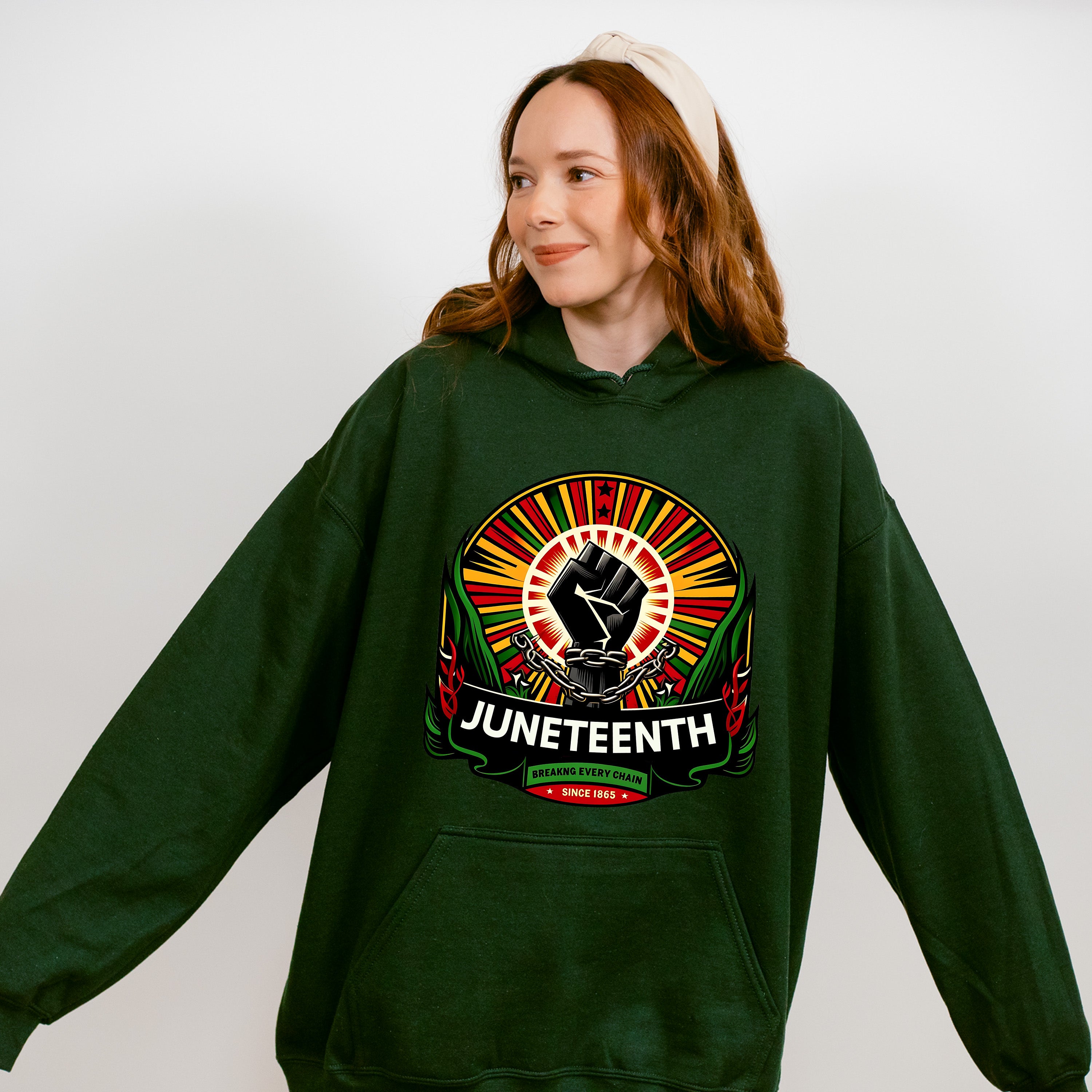 African Colors Rising Fist - Juneteenth Unisex Crewneck T-Shirt Sweatshirt Hoodie