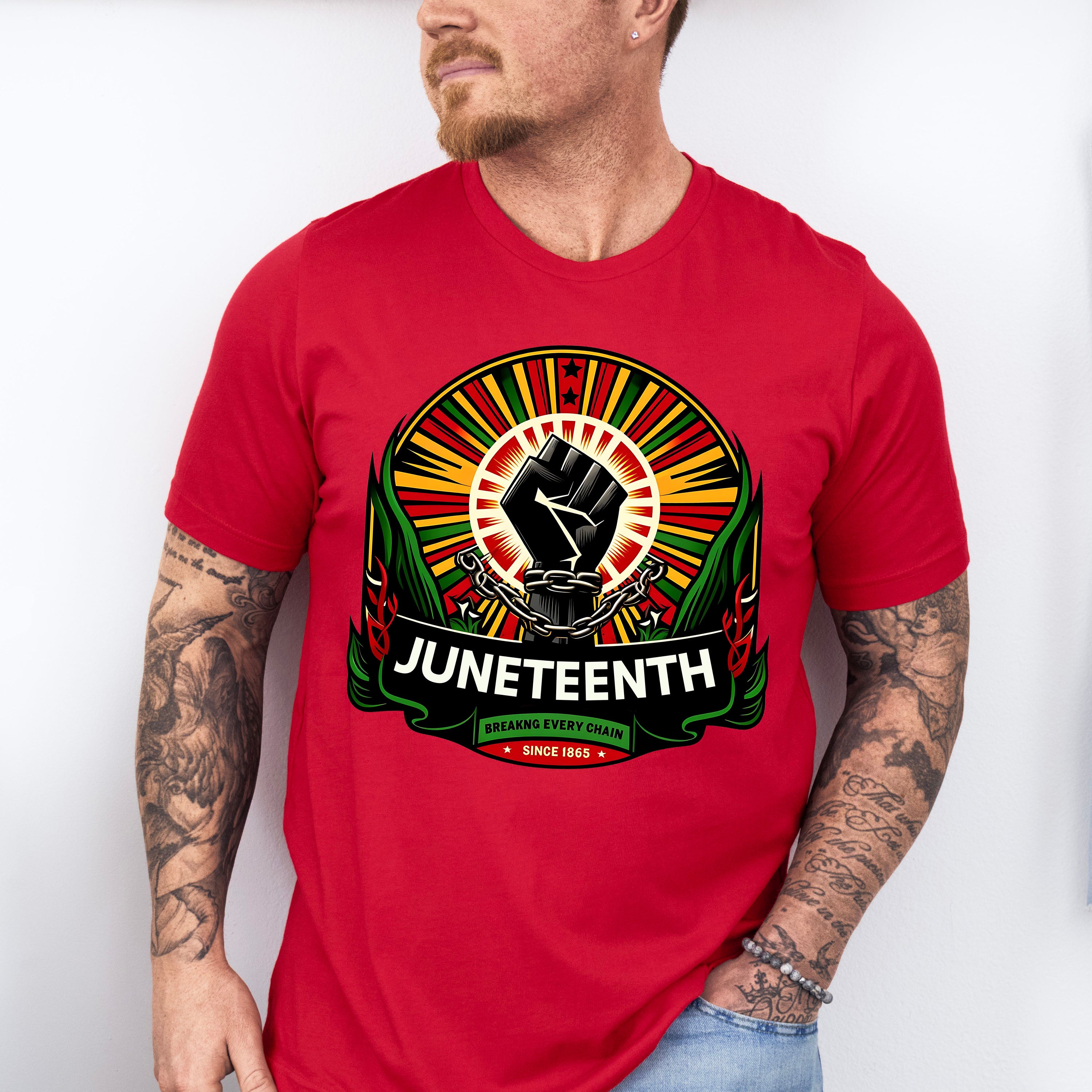 African Colors Rising Fist - Juneteenth Unisex Crewneck T-Shirt Sweatshirt Hoodie
