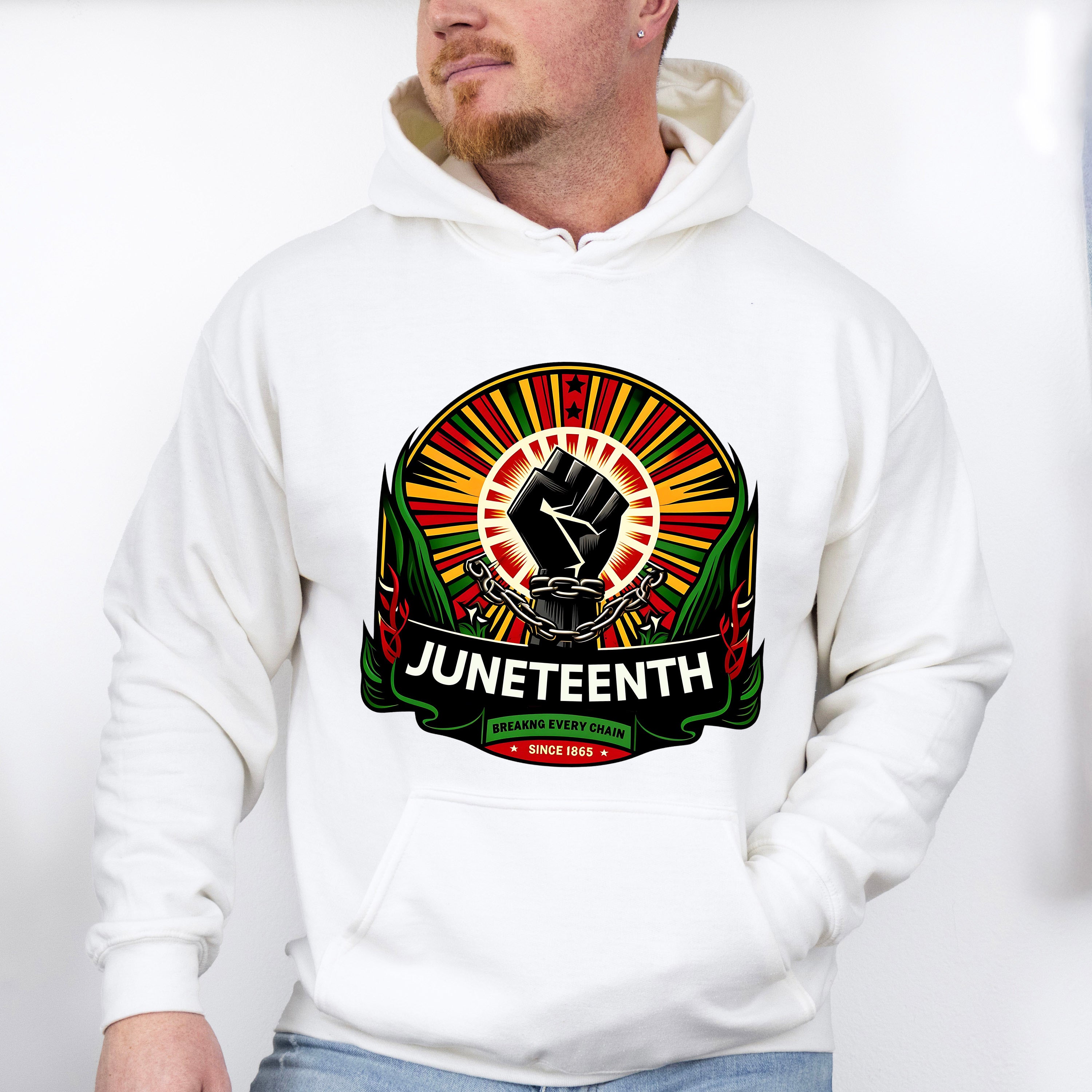African Colors Rising Fist - Juneteenth Unisex Crewneck T-Shirt Sweatshirt Hoodie