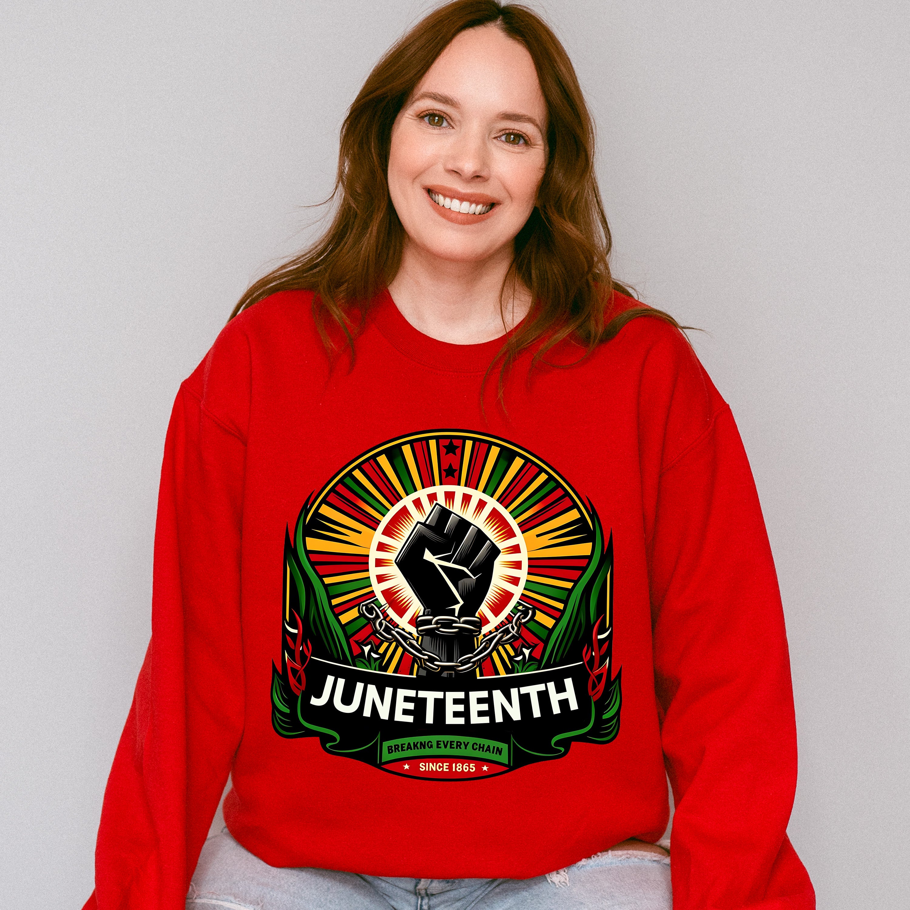 African Colors Rising Fist - Juneteenth Unisex Crewneck T-Shirt Sweatshirt Hoodie