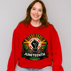 African Colors Rising Fist - Juneteenth Unisex Crewneck T-Shirt Sweatshirt Hoodie