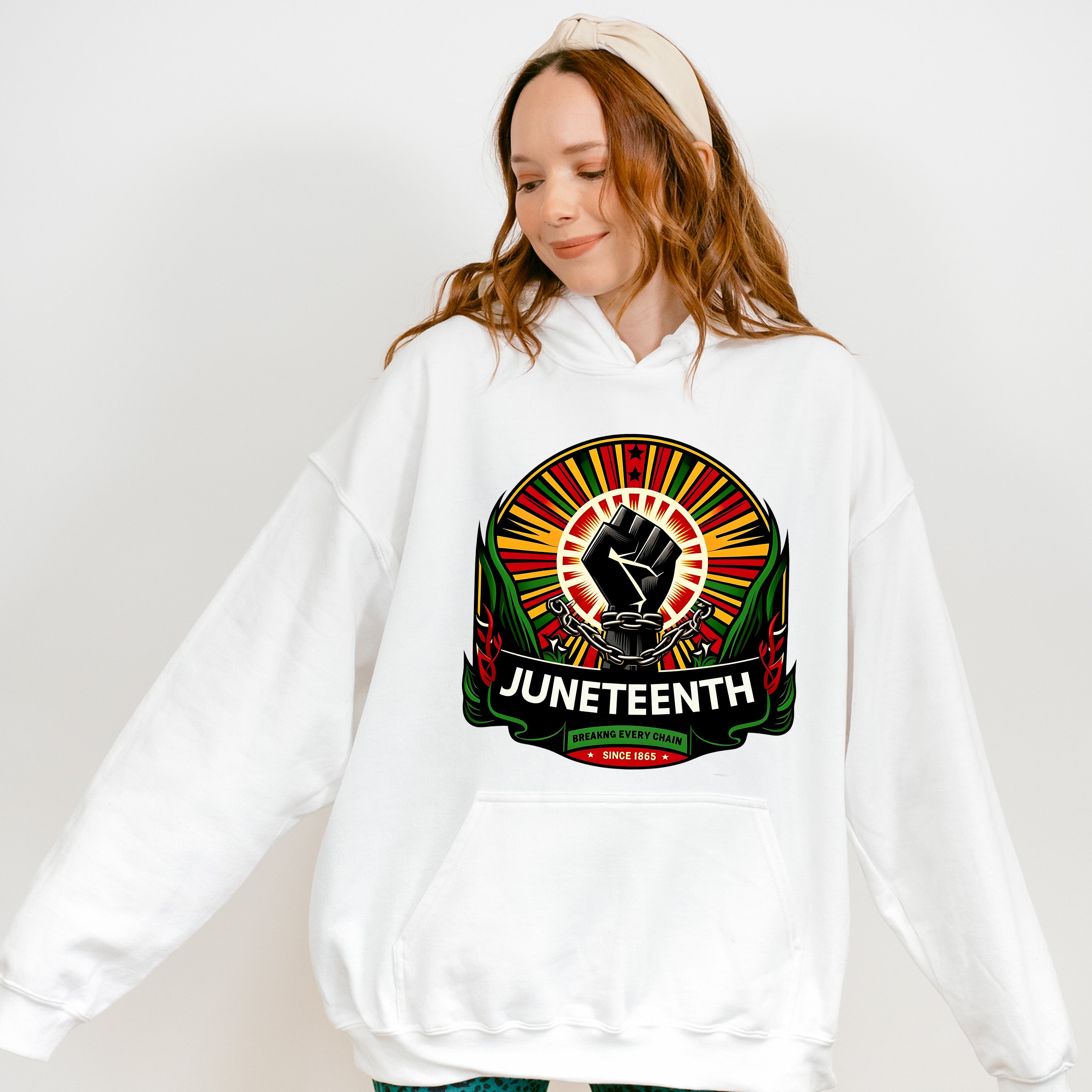 African Colors Rising Fist - Juneteenth Unisex Crewneck T-Shirt Sweatshirt Hoodie