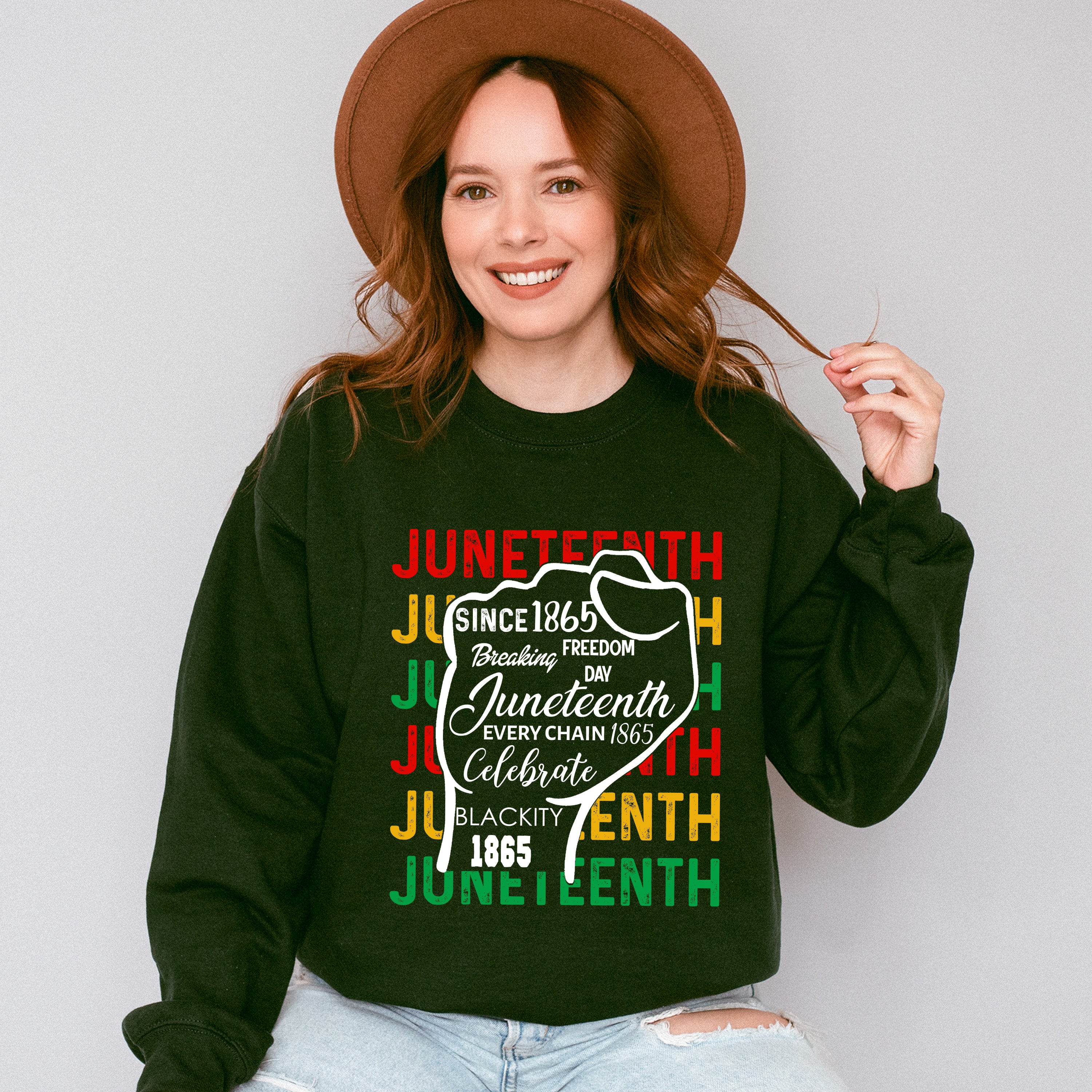 Rising Fist Celebrate Blackity - Juneteenth Unisex Crewneck T-Shirt Sweatshirt Hoodie