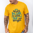 It's Never Too Late To Lose That Weight - GYM Unisex Crewneck T-Shirt Sweatshirt Hoodie
