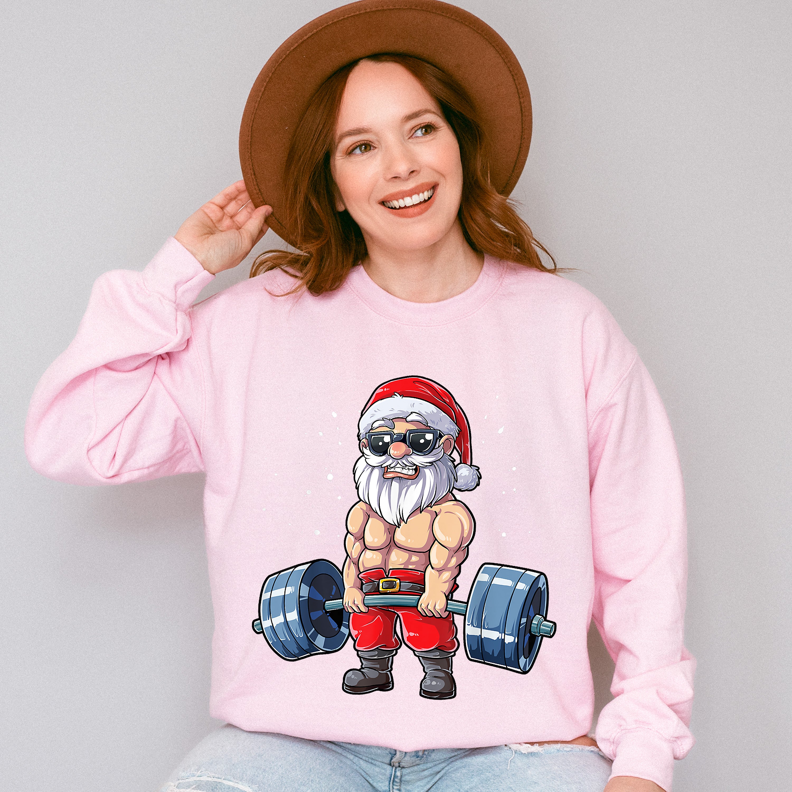 Santa Deadlifting Design - GYM Unisex Crewneck T-Shirt Sweatshirt Hoodie