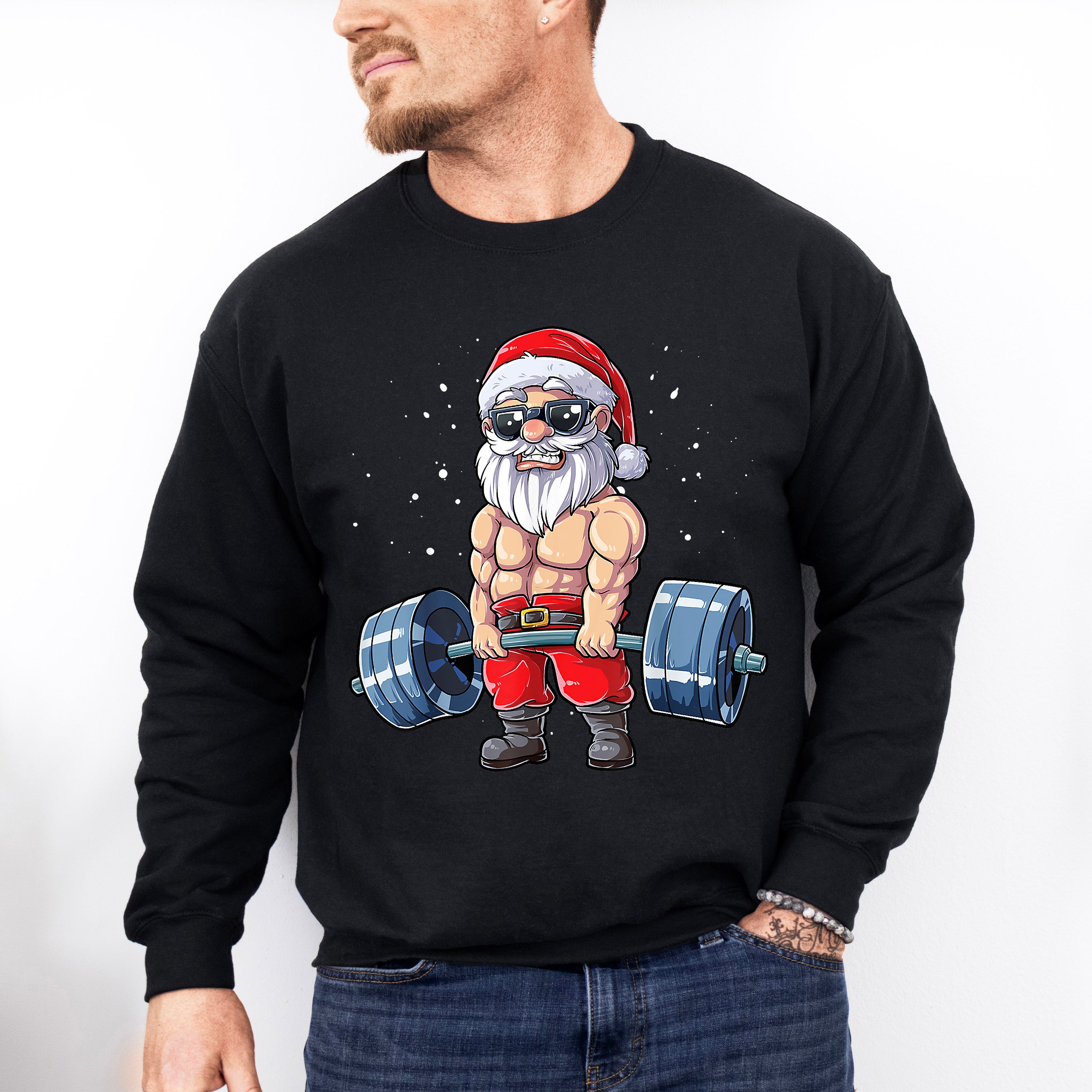 Santa Deadlifting Design - GYM Unisex Crewneck T-Shirt Sweatshirt Hoodie