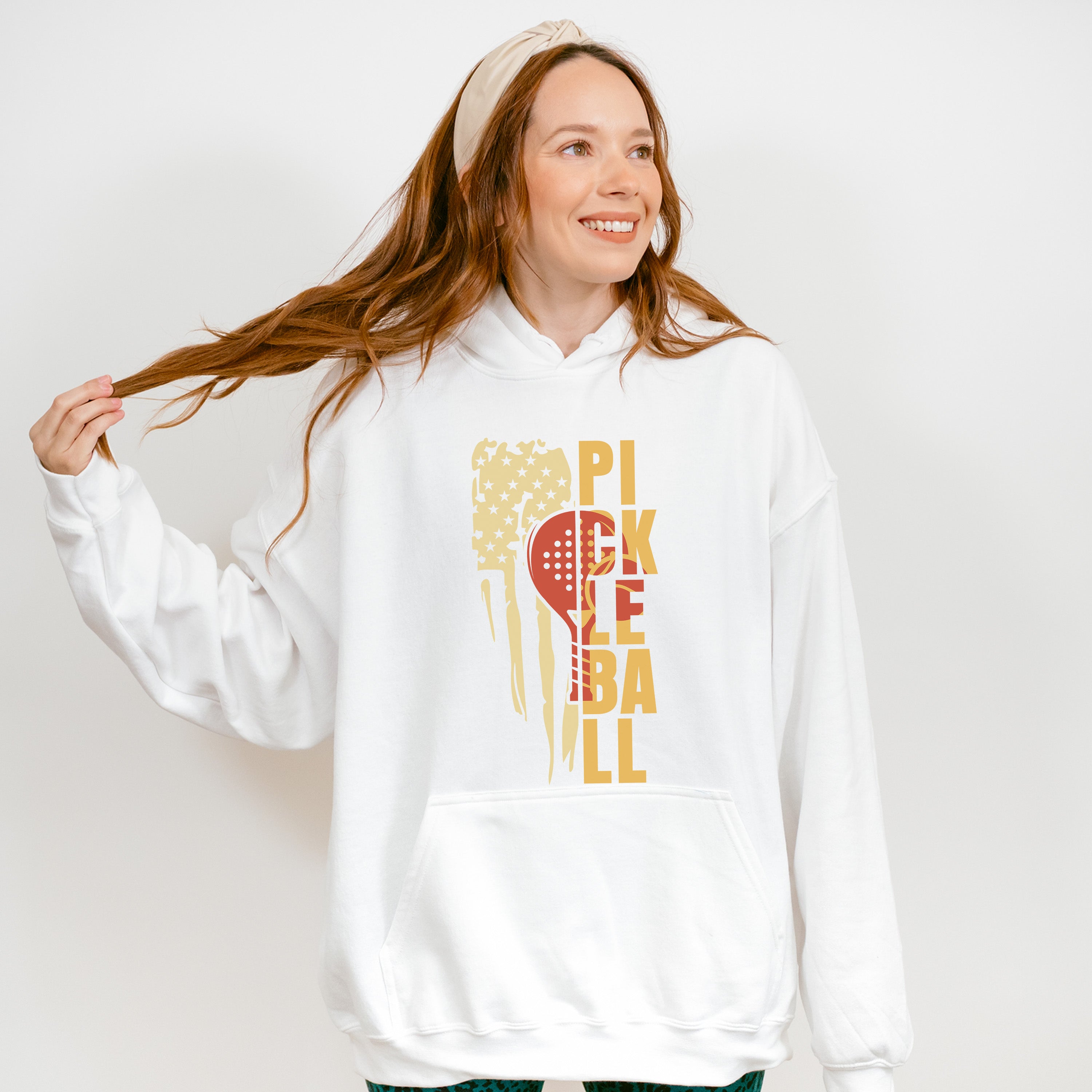 Pickleball US Flag Design - Pickleball Unisex Crewneck T-Shirt Sweatshirt Hoodie