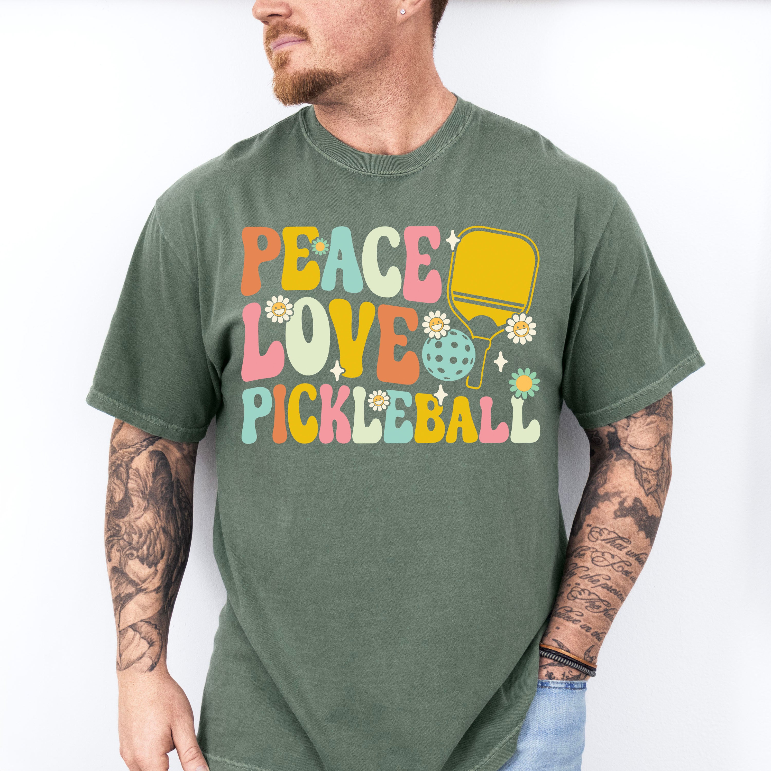 Peace Love Pickleball - Pickleball Unisex Crewneck T-Shirt Sweatshirt Hoodie