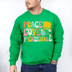 Peace Love Pickleball - Pickleball Unisex Crewneck T-Shirt Sweatshirt Hoodie