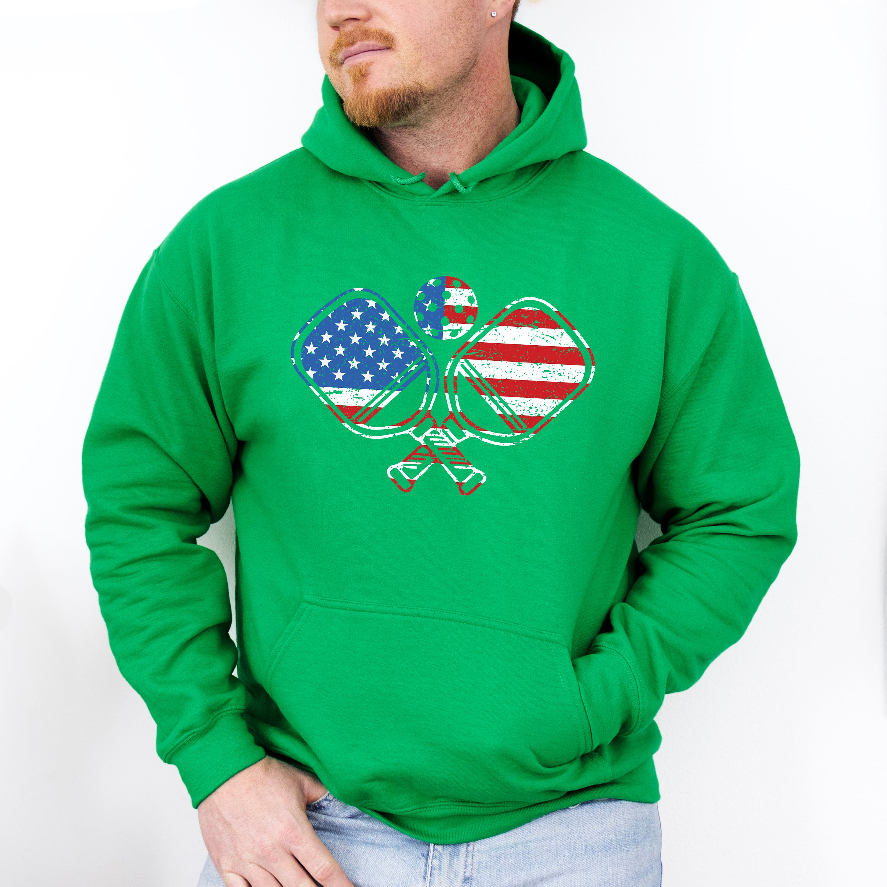 Paddle US Flag Design - Pickleball Unisex Crewneck T-Shirt Sweatshirt Hoodie