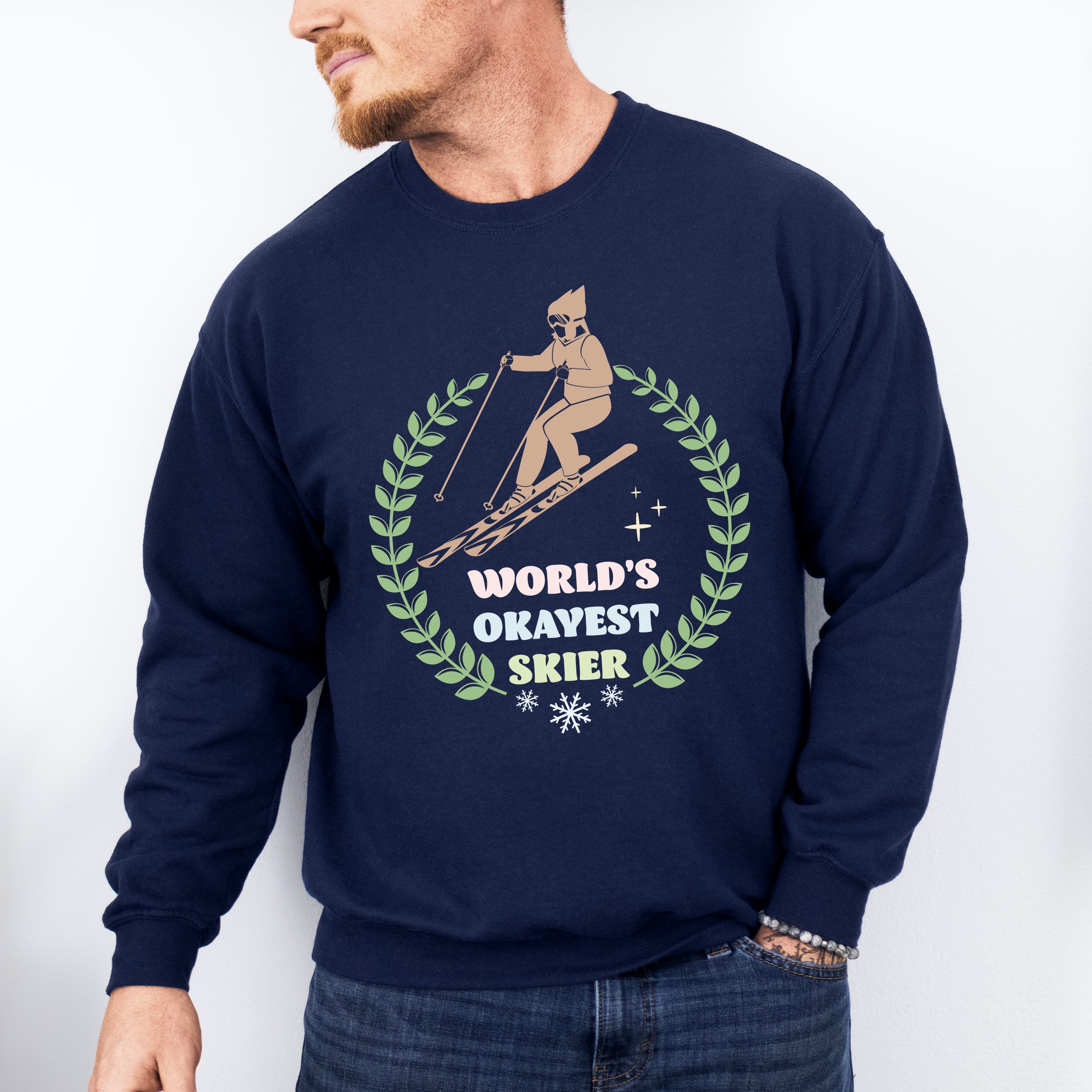 World's Okayest Skier - Skiing Unisex Crewneck T-Shirt Sweatshirt Hoodie