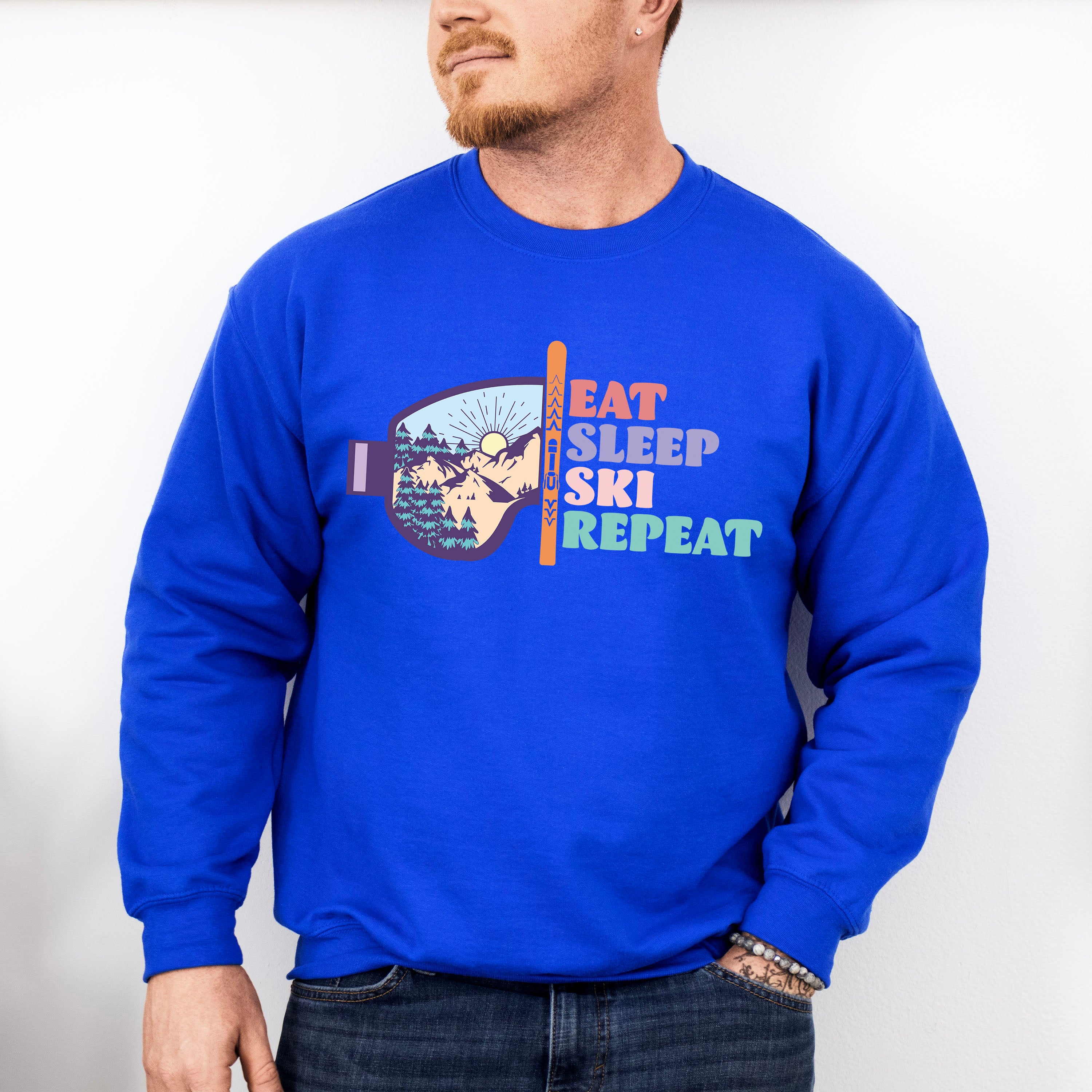 Eat Sleep Ski Repeat - Skiing Unisex Crewneck T-Shirt Sweatshirt Hoodie